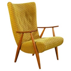 1950s Cocktail Chair in Teak + Yellow Wool