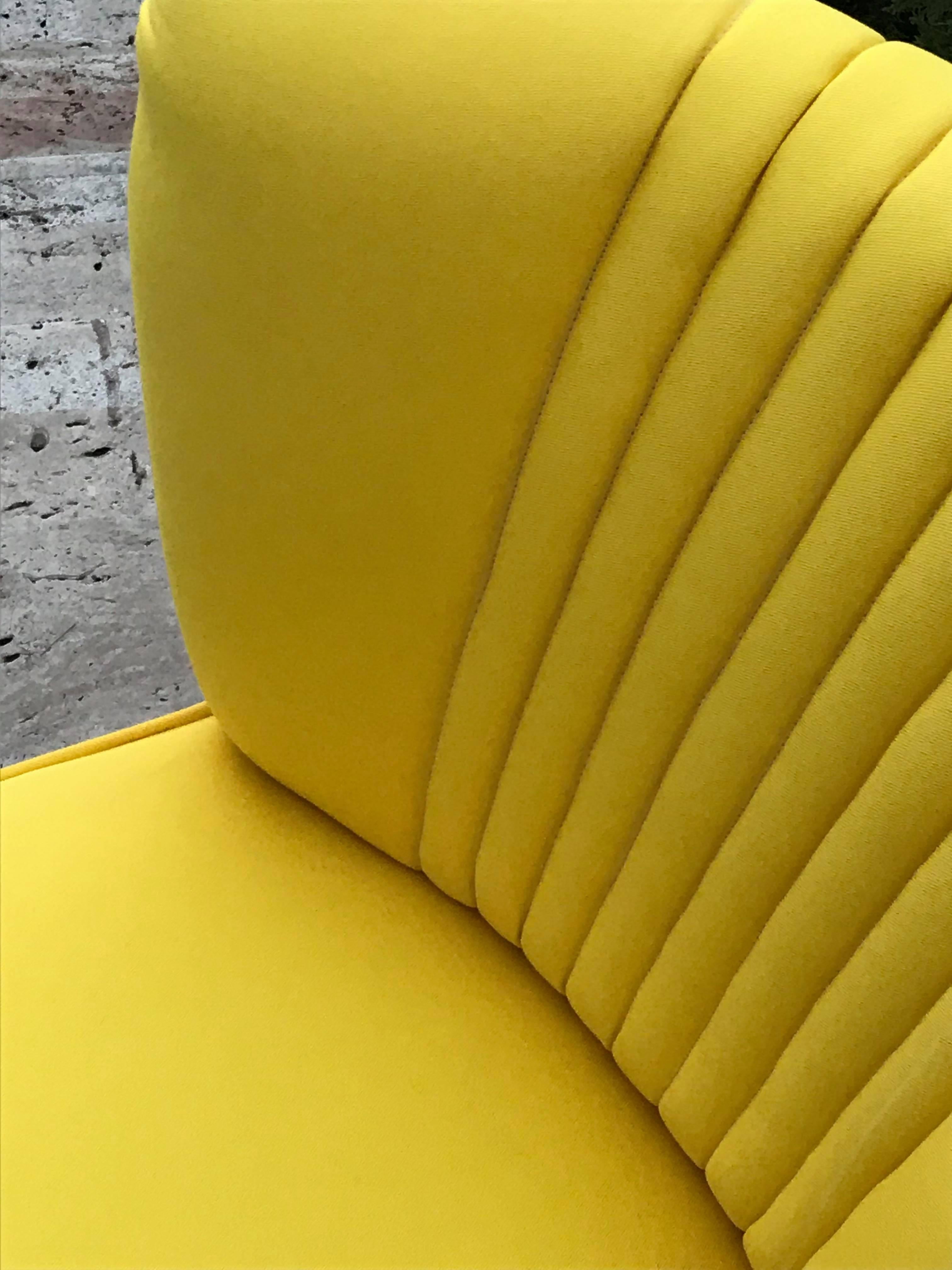1950s Cocktail Chair Yellow Fabric For Sale 4