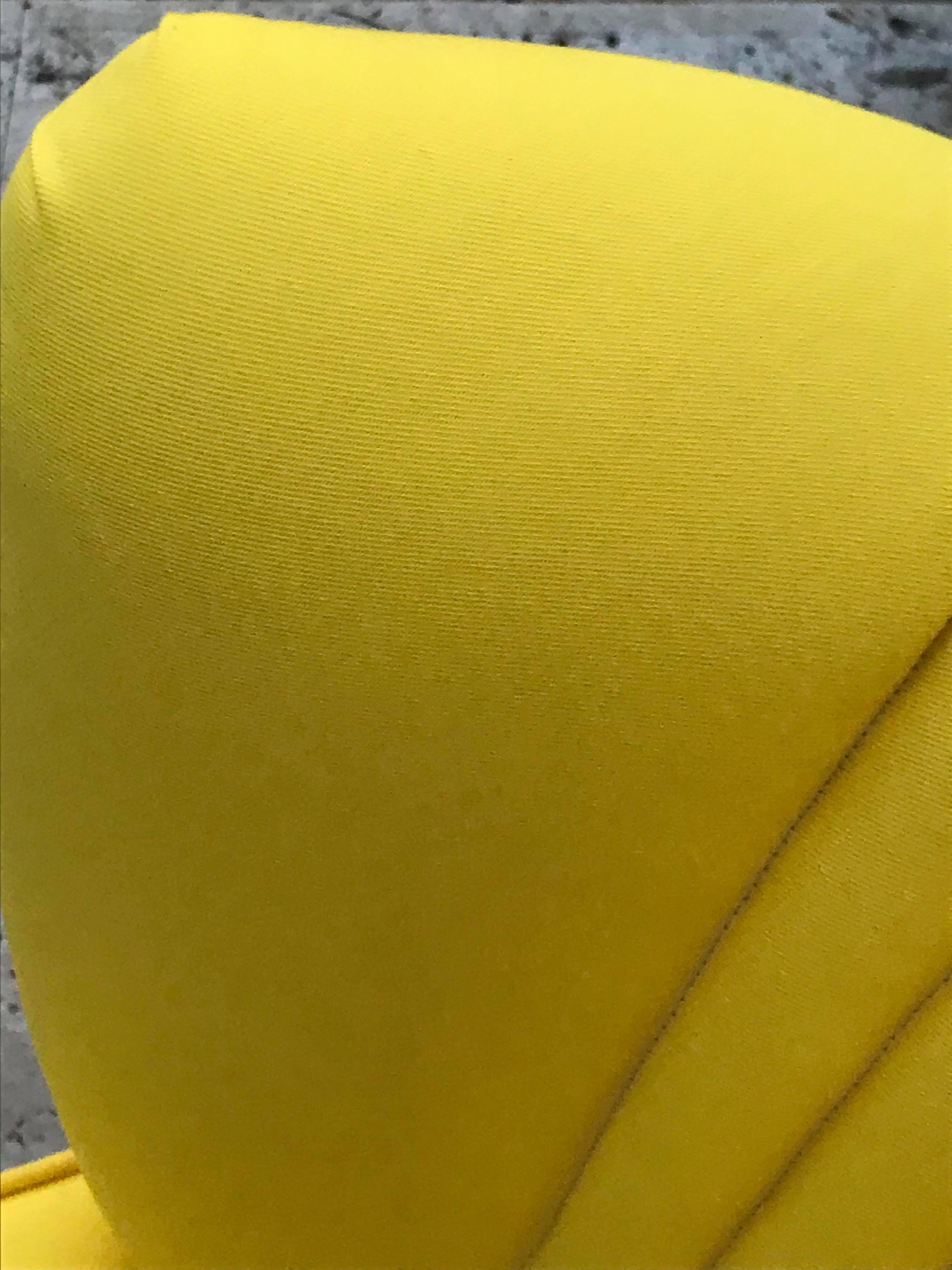 1950s Cocktail Chair Yellow Fabric For Sale 6