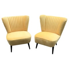 1950s Cocktail Chairs Yellow Fabric