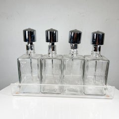 1950s Cocktail Liquor Bar Dispenser Pump Decanter Set Lucite Tray Caddy