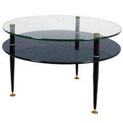 1950s Coffee Table, Steel, Glass, Mirror, Brass, Italy
