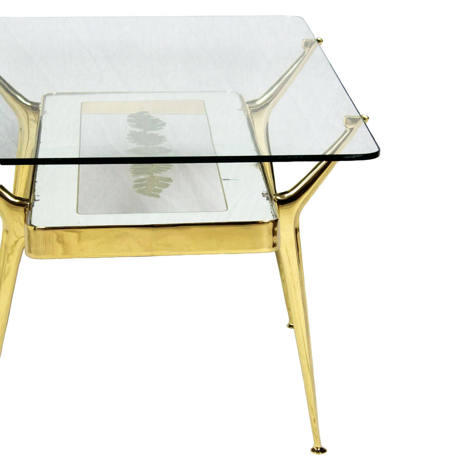 Mid-20th Century Mid-Century Modern Coffee Table by Cesare Lacca, Mirrored Etched Glass - Italy For Sale