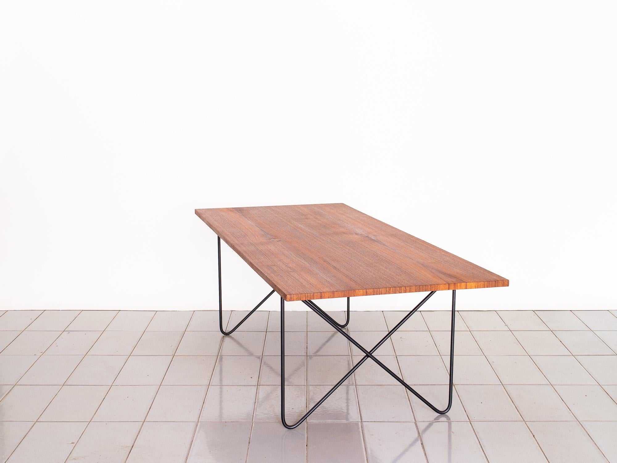 1950s Coffee Table in Wrought Iron and Teak Attributed to Ernesto Hauner, Brazil In Good Condition In Sao Paulo, SP