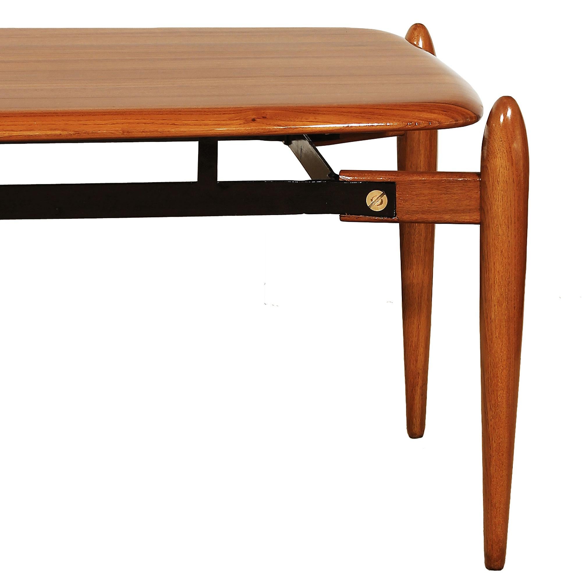 Italian Mid-Century Modern Coffee Table In Solid Teak With Ebony Strips  - Italy  For Sale