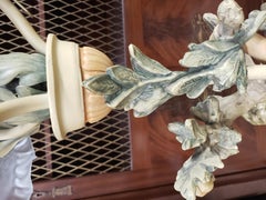 1950s Collection Francaise Moreau French Metal Cold Painted Lamp W/Apple Pickers