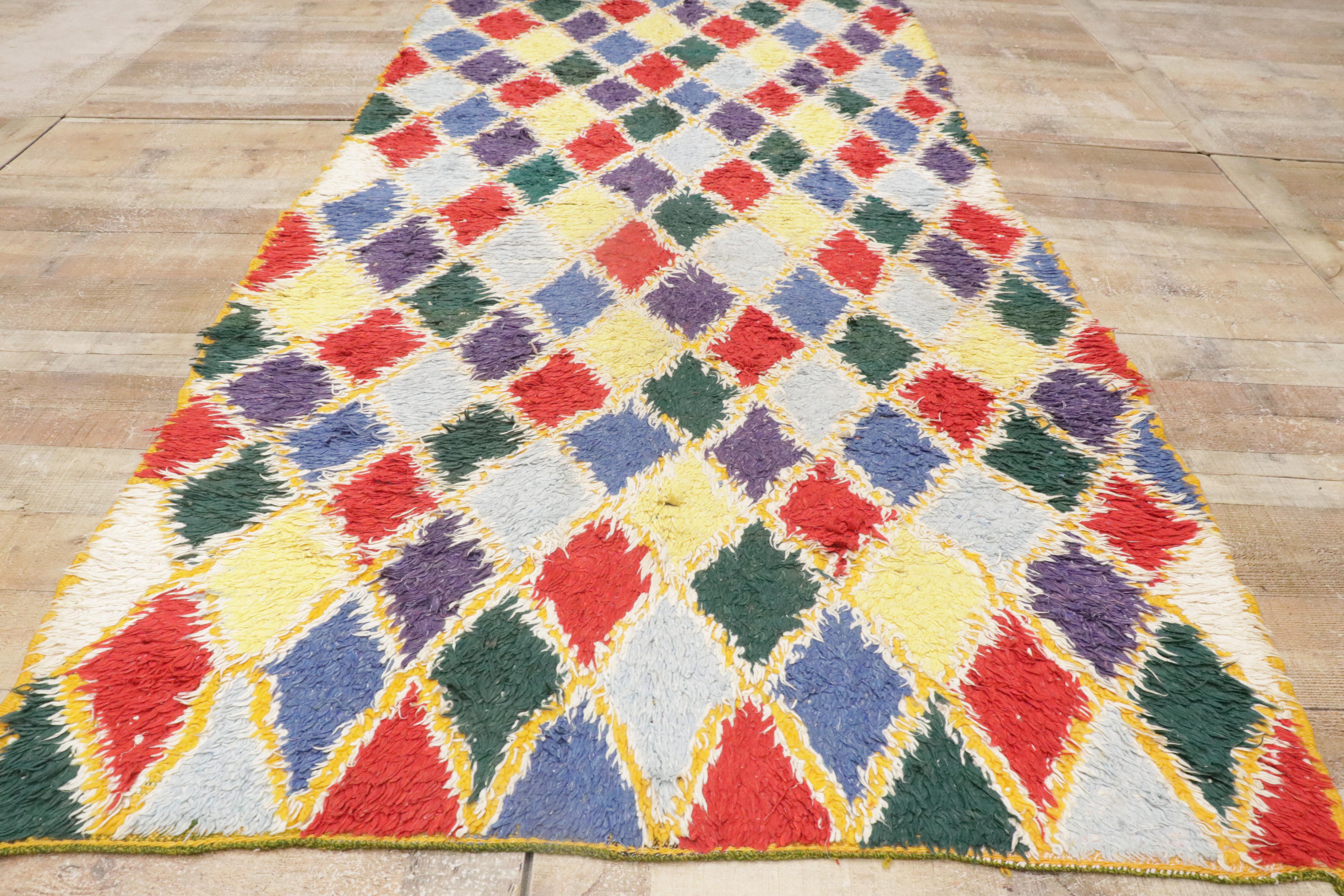 1950's Colorful Berber Moroccan Azilal Rug with Modern Tribal Style For Sale 5