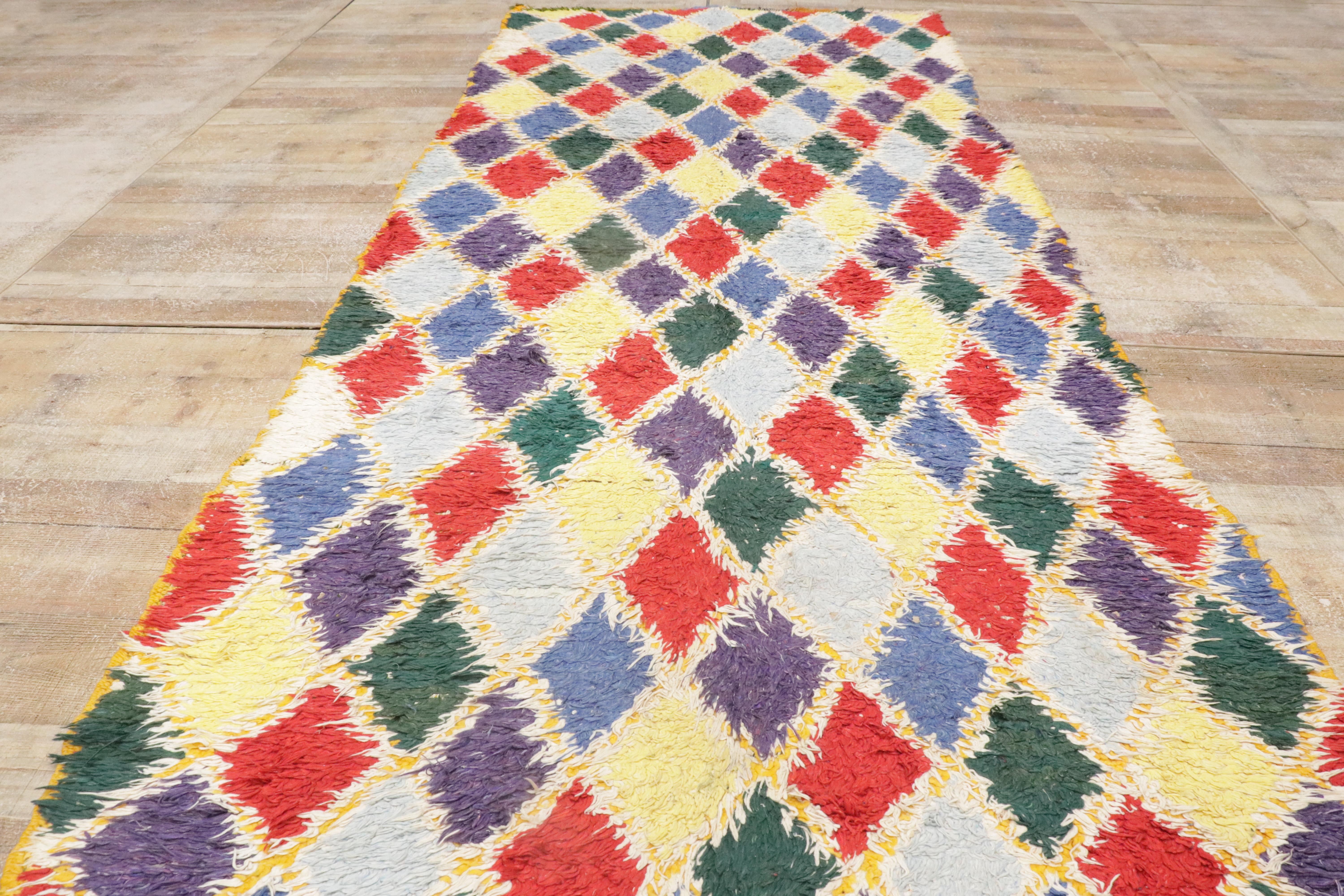 1950's Colorful Berber Moroccan Azilal Rug with Modern Tribal Style For Sale 6
