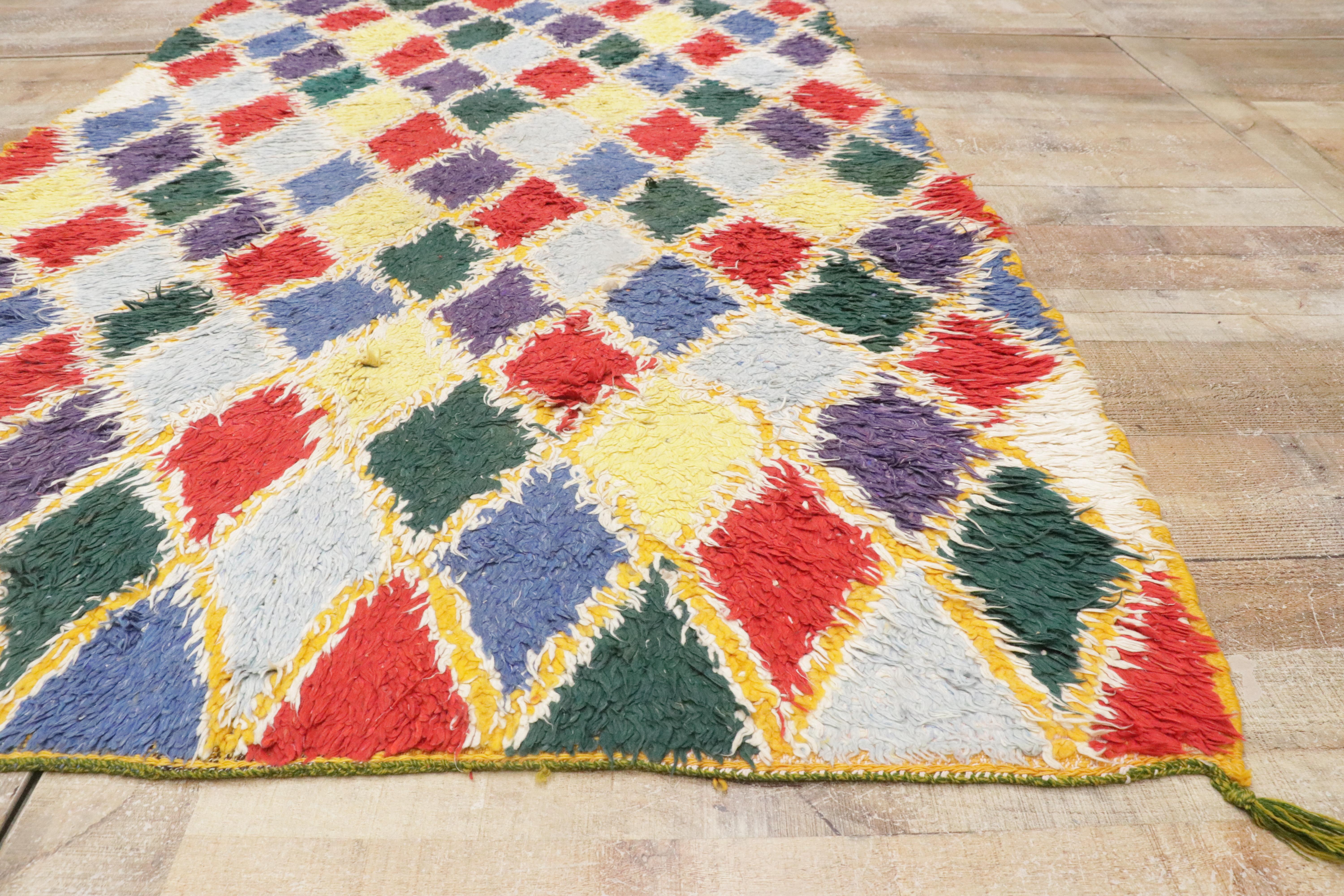 1950's Colorful Berber Moroccan Azilal Rug with Modern Tribal Style For Sale 8