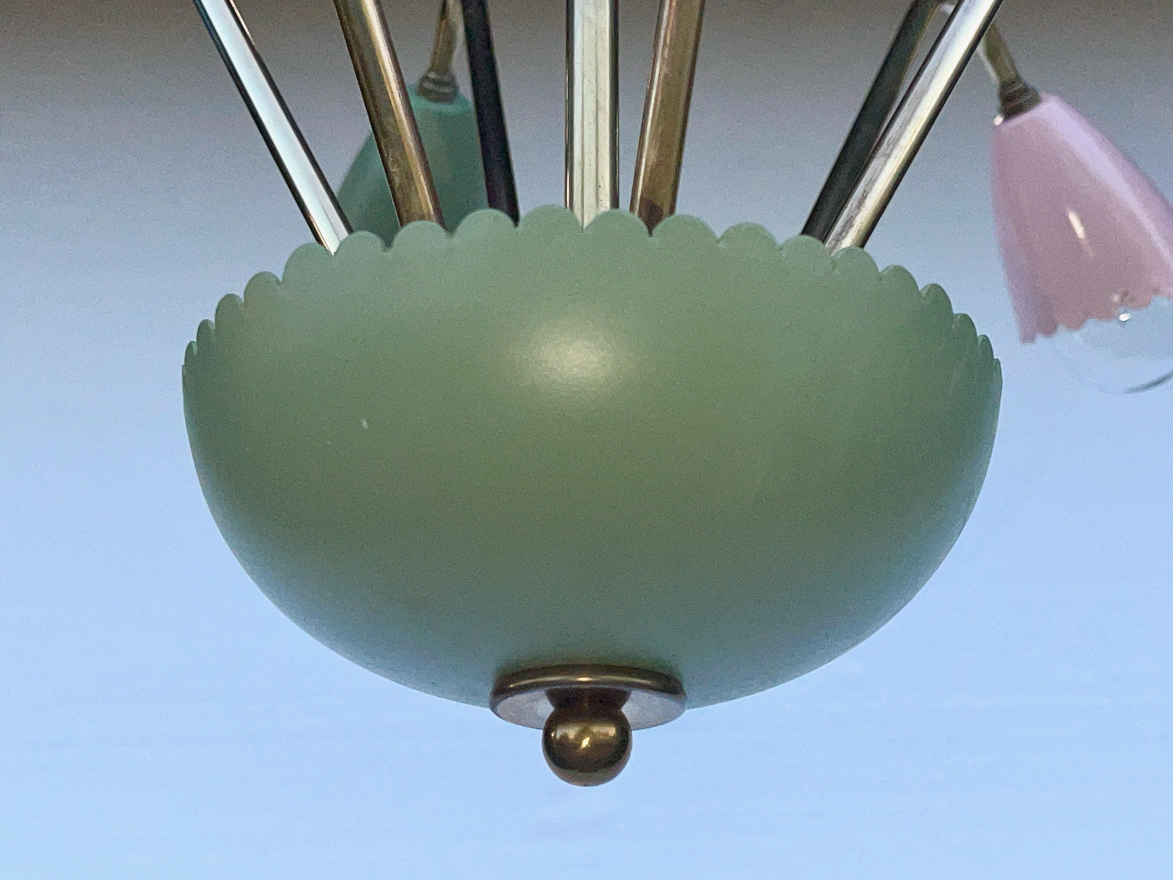 Lampadario botanico italiano colorato degli anni 50 in vendita 6