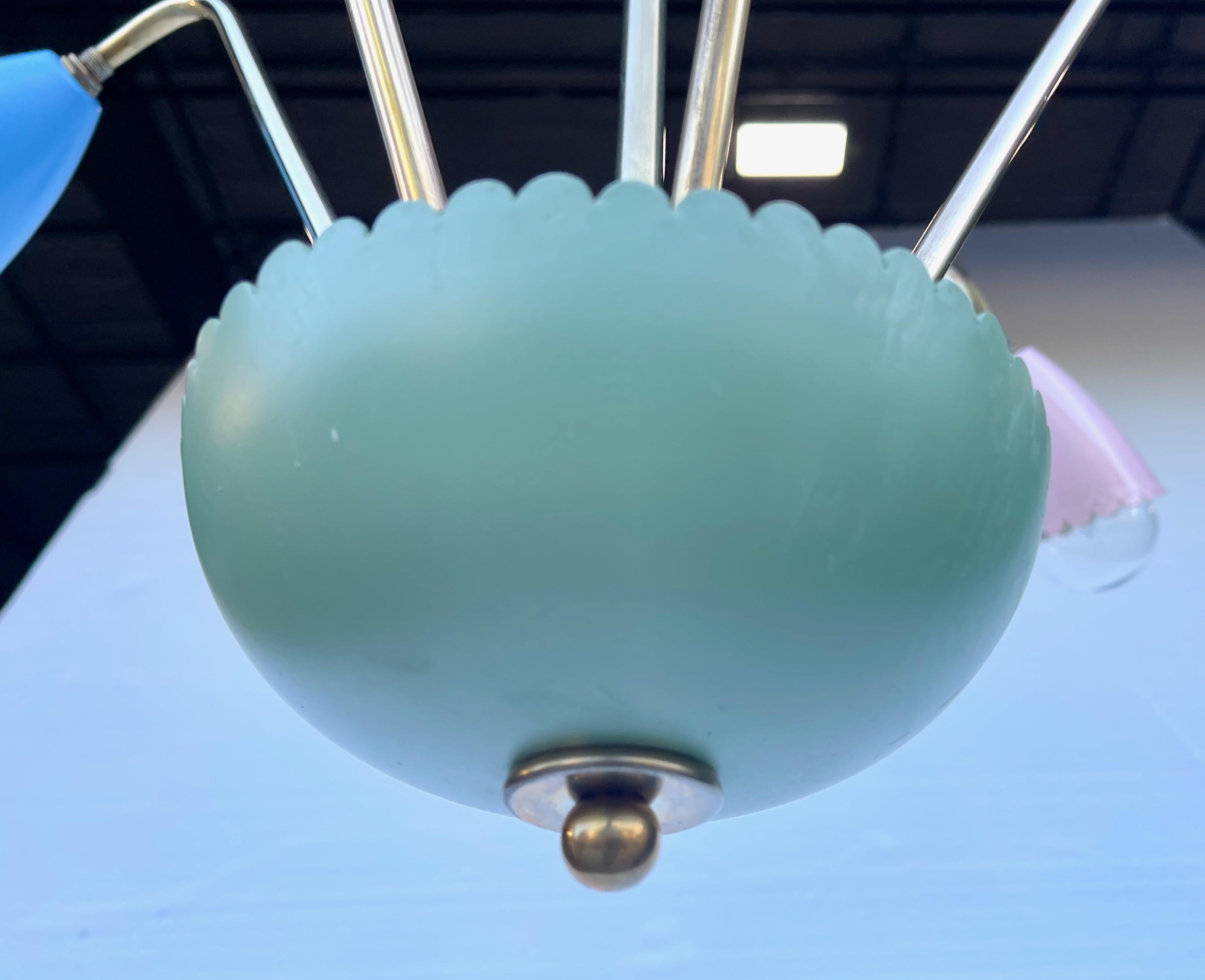 Lampadario botanico italiano colorato degli anni 50 in vendita 8