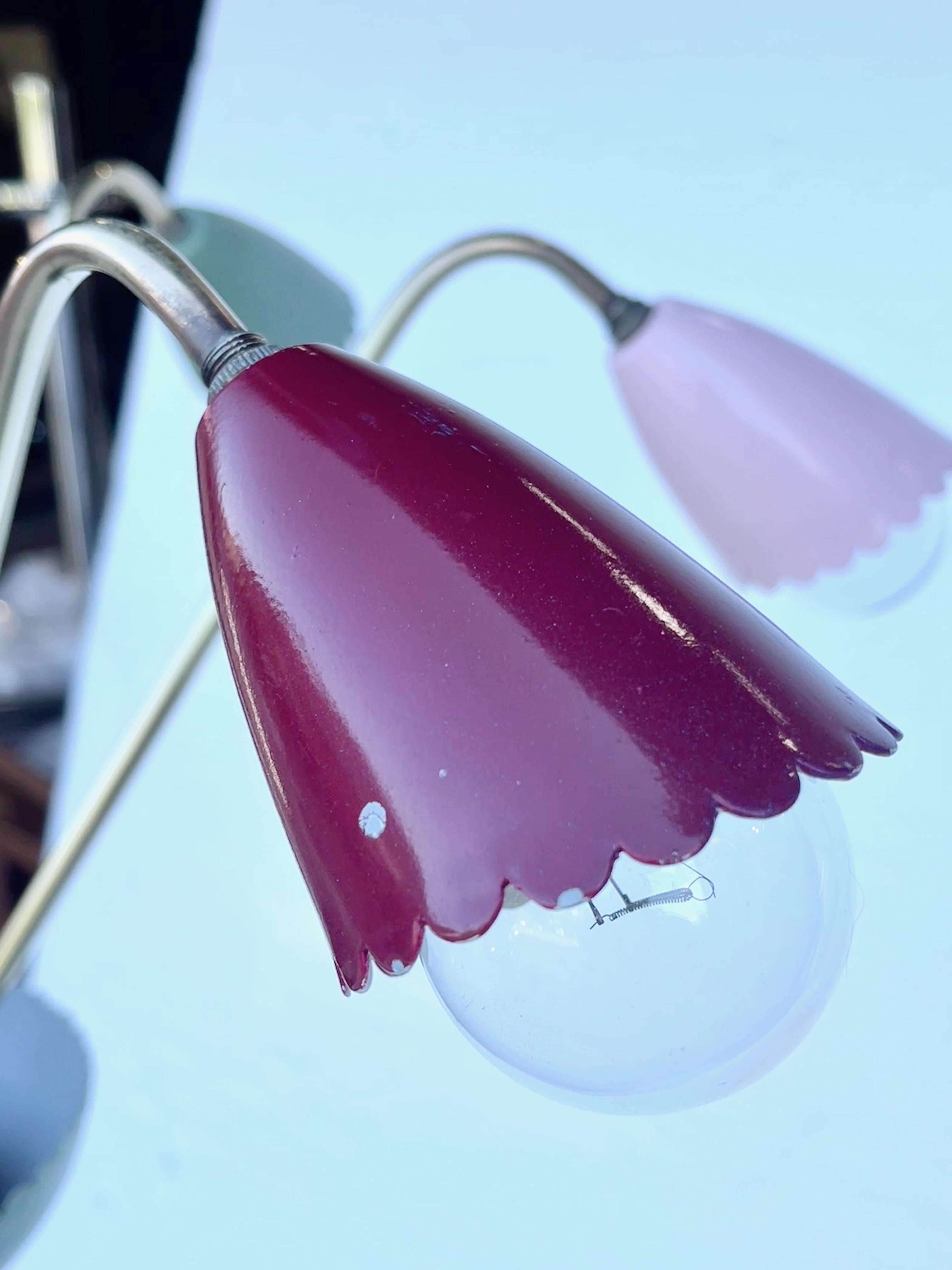 Lampadario botanico italiano colorato degli anni 50 in vendita 9