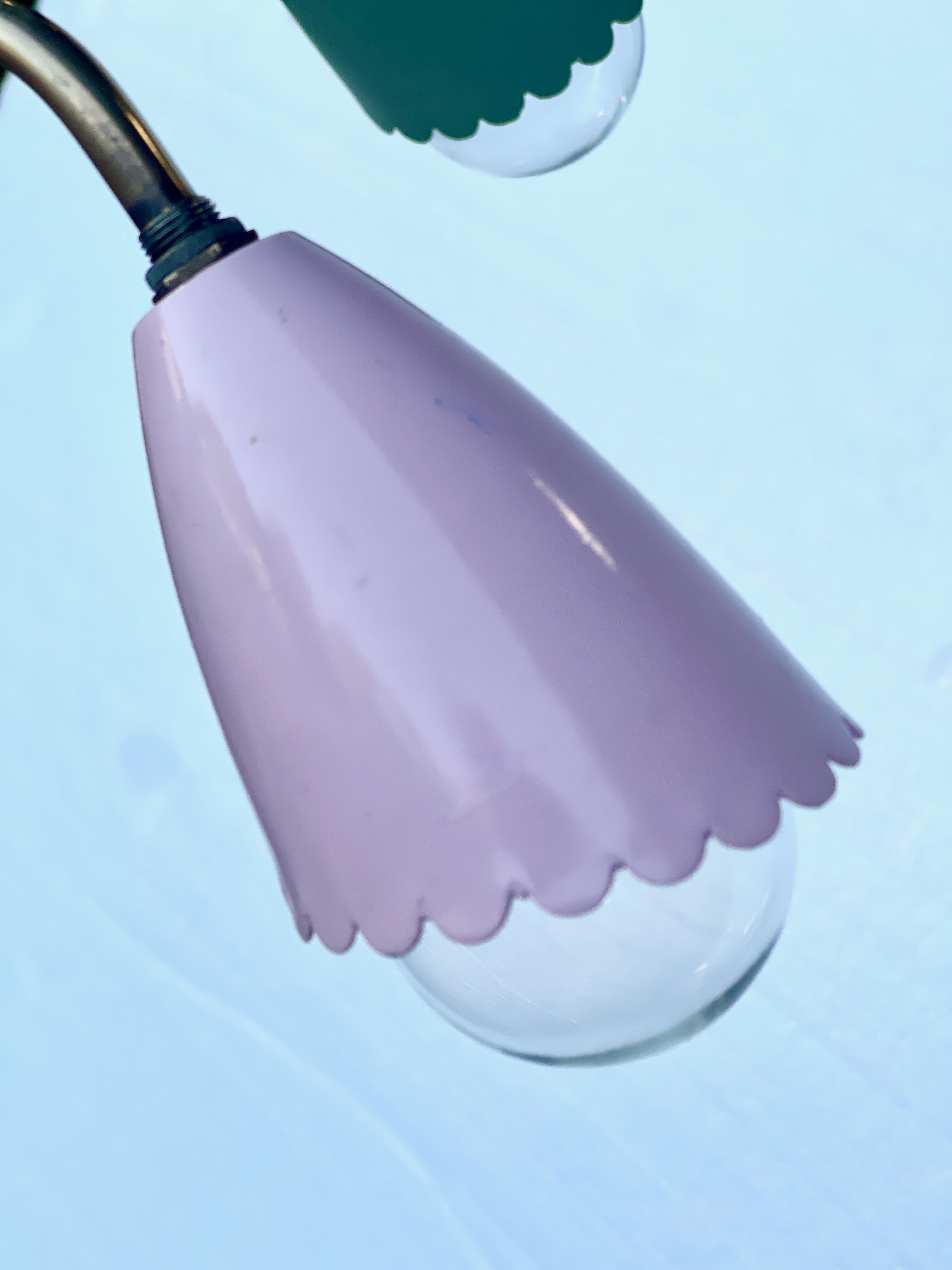 Lampadario botanico italiano colorato degli anni 50 in vendita 11