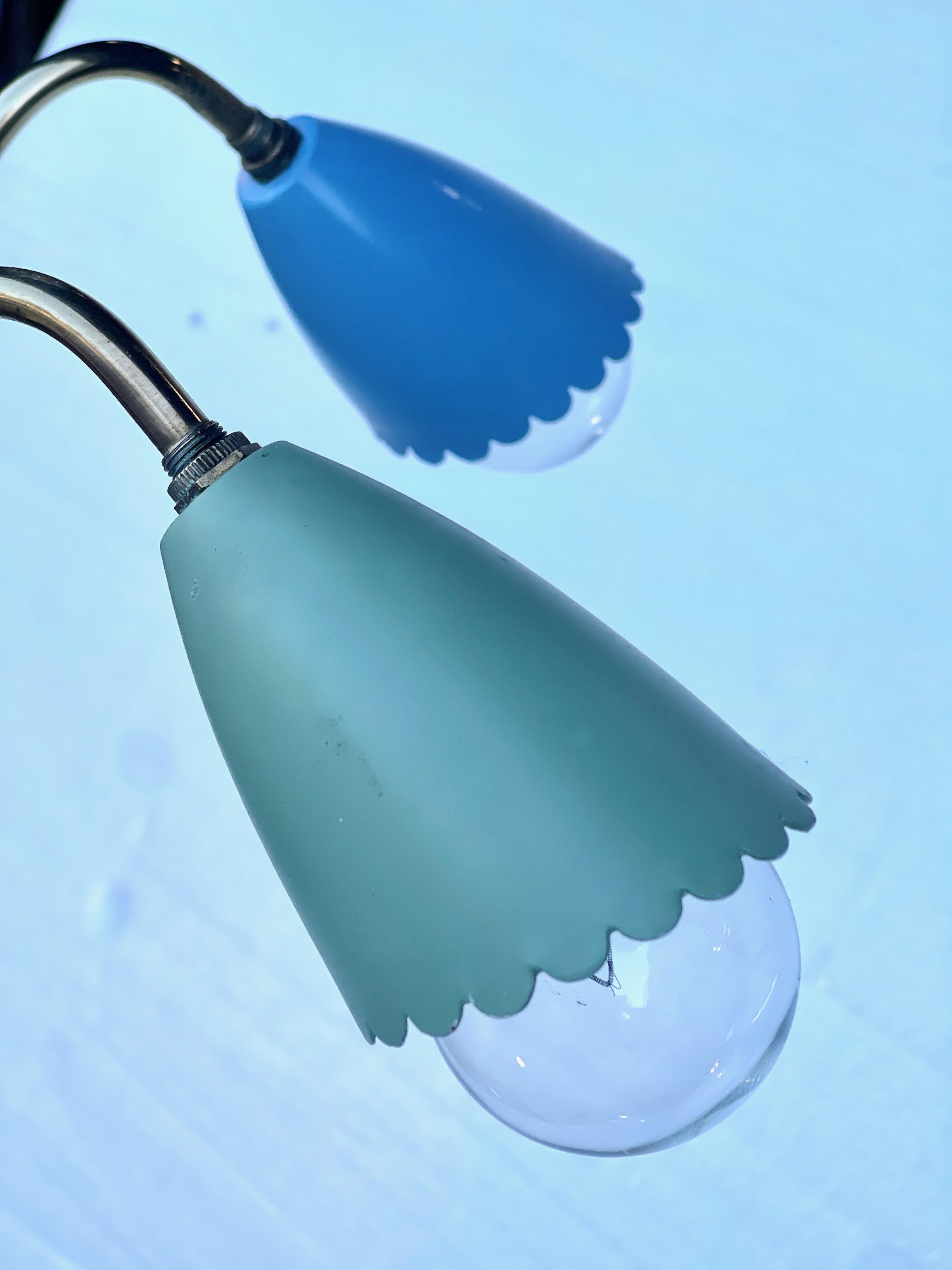 Lampadario botanico italiano colorato degli anni 50 in vendita 12