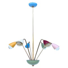 1950's Colorful Italian Botanical Chandelier