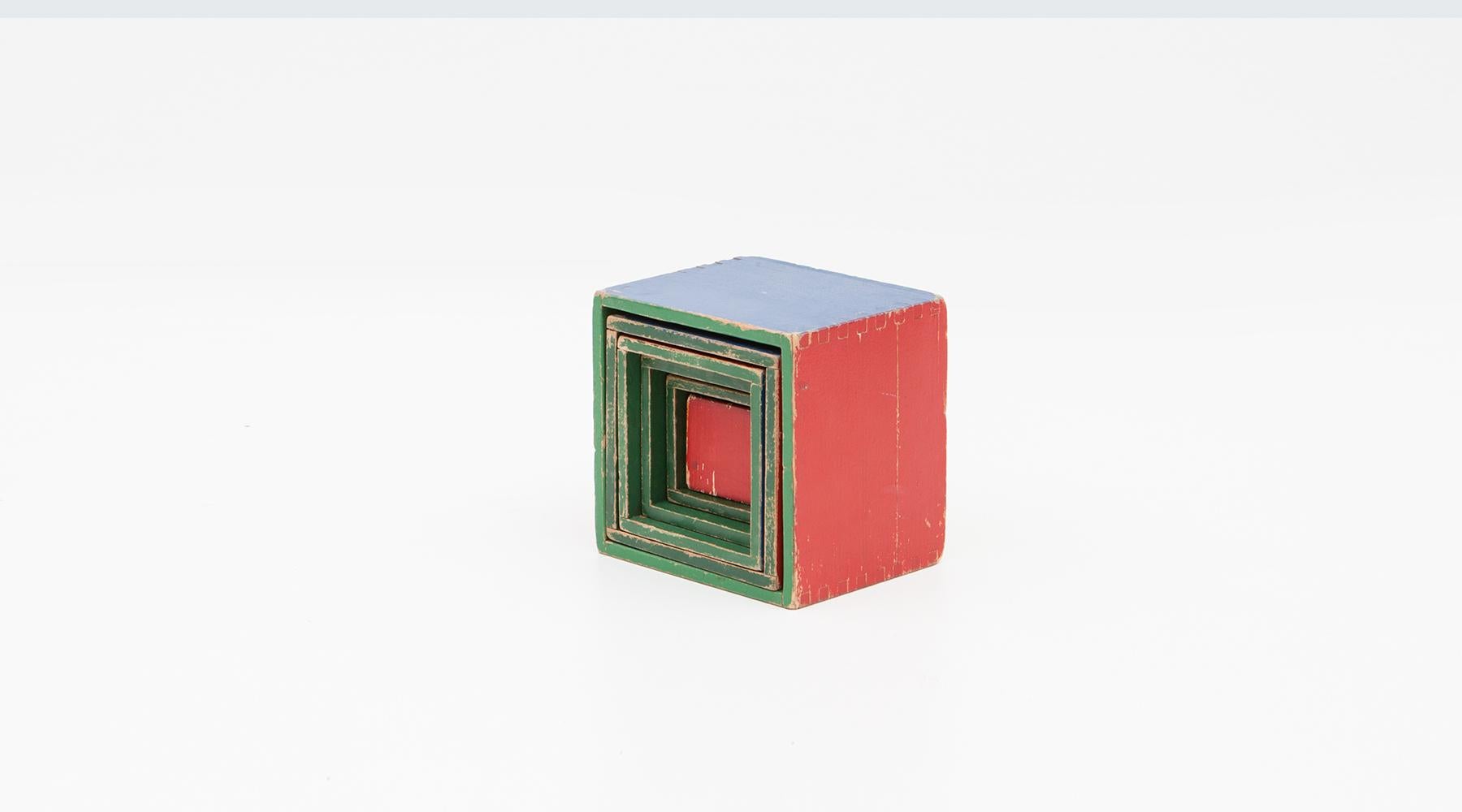 Cube set, children toy in colorful wood, Germany, 1951.

Delightful first edition colorful cube set which is handmade and hand-painted. Some of the first Steiff wooden toys between 1930 and 1950 were only available for a very short time and are as