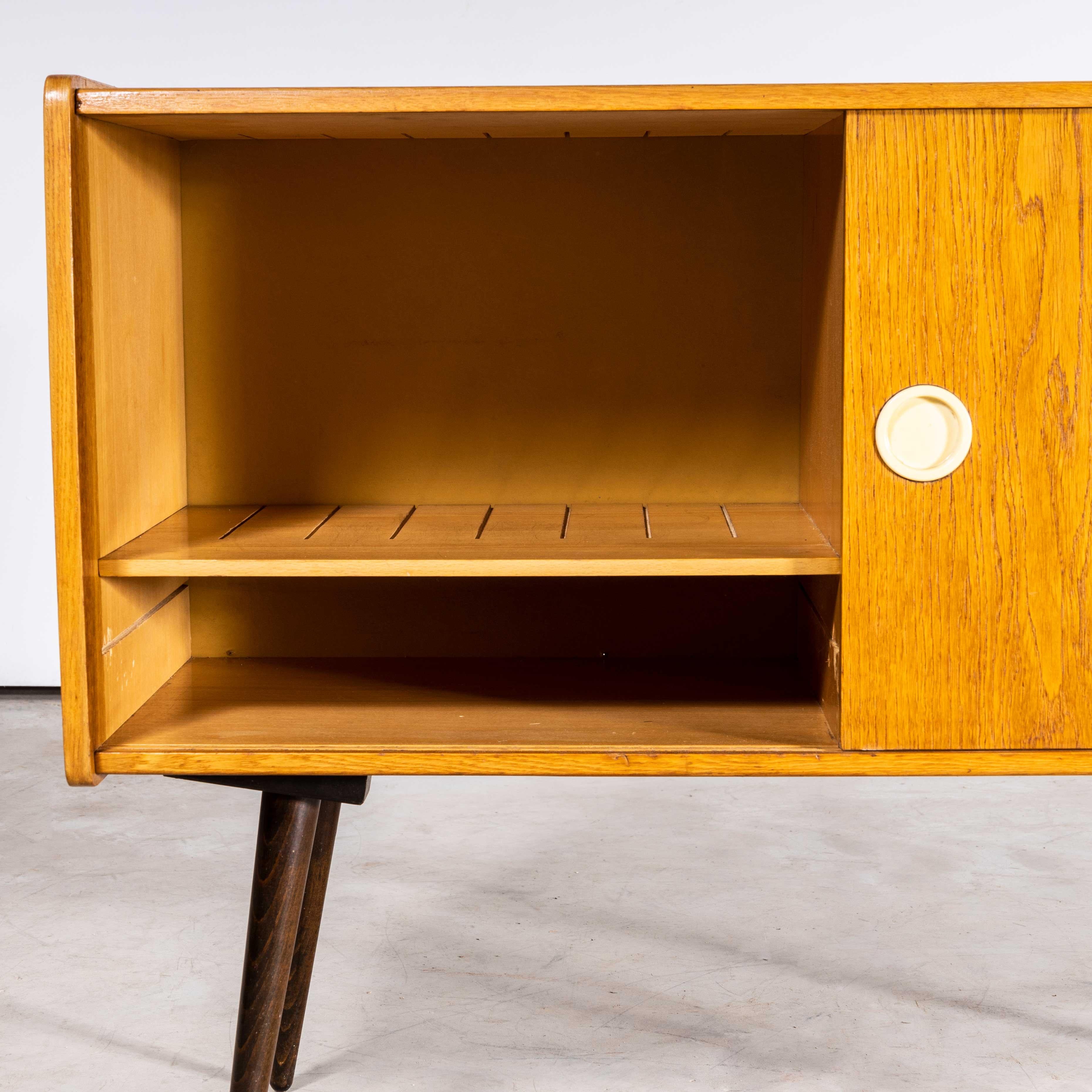 Birch 1950s Compact Sideboard, Original Media Unit, Nabytek Czech For Sale