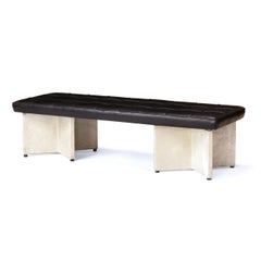 1950s Concrete and Leather Bench for the Seagram Building by Mies van der Rohe