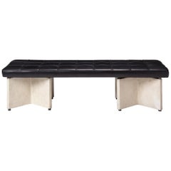 Used 1950s Concrete and Leather Bench for the Seagram Building by Mies van der Rohe