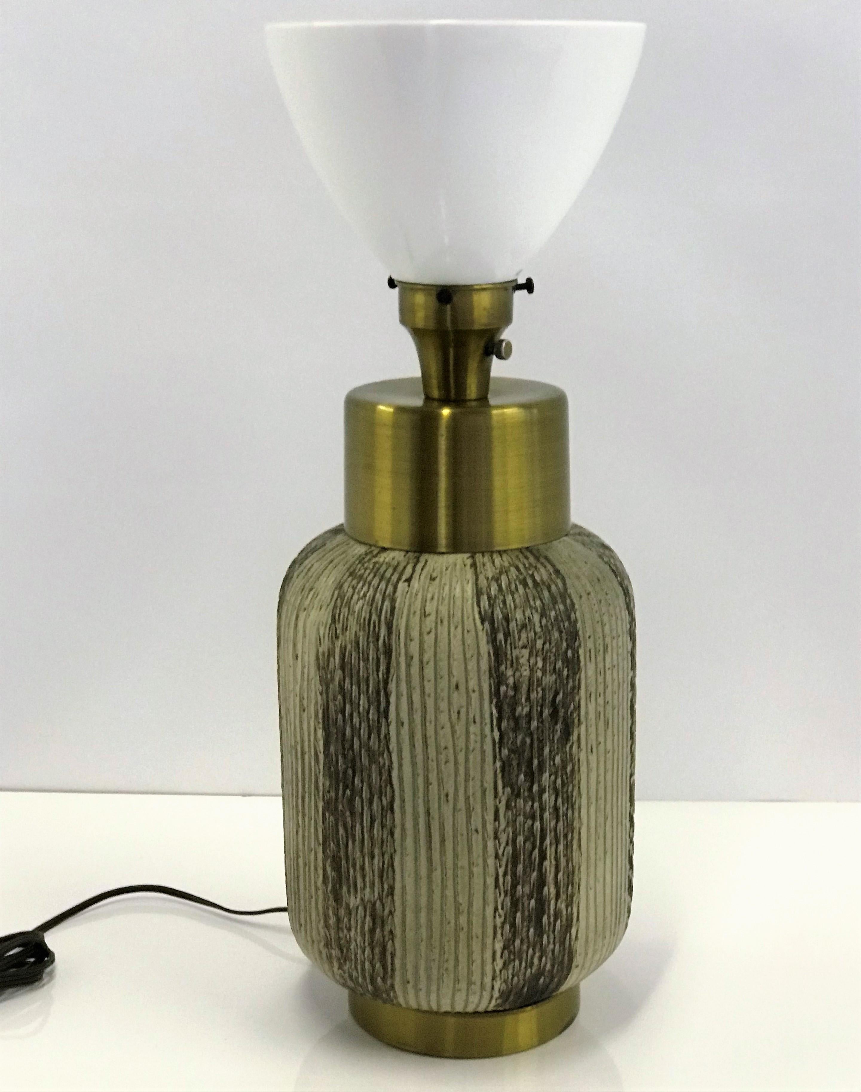 1950s Conover Style Pottery and Brass Table Lamp 3