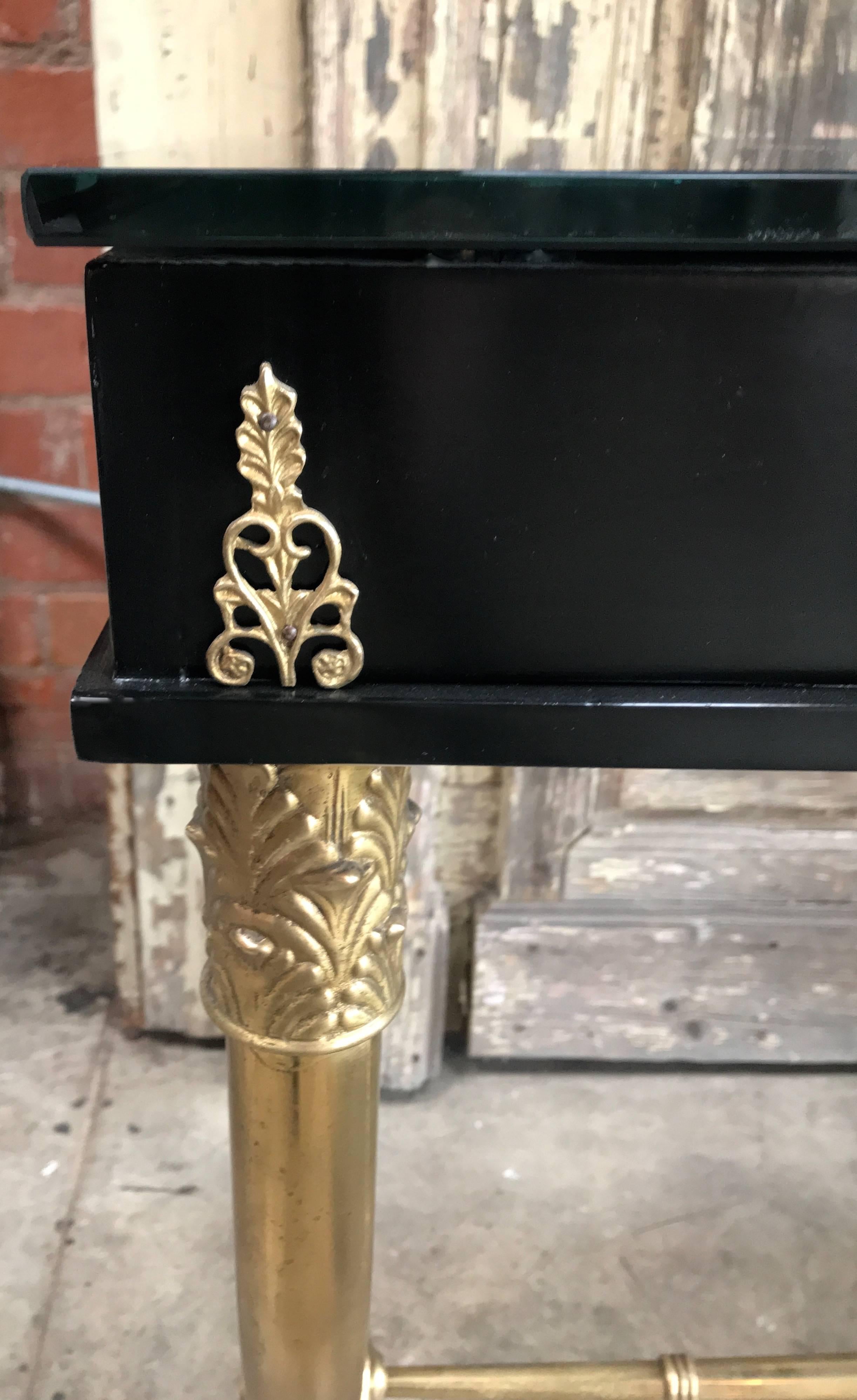 brass leg console table