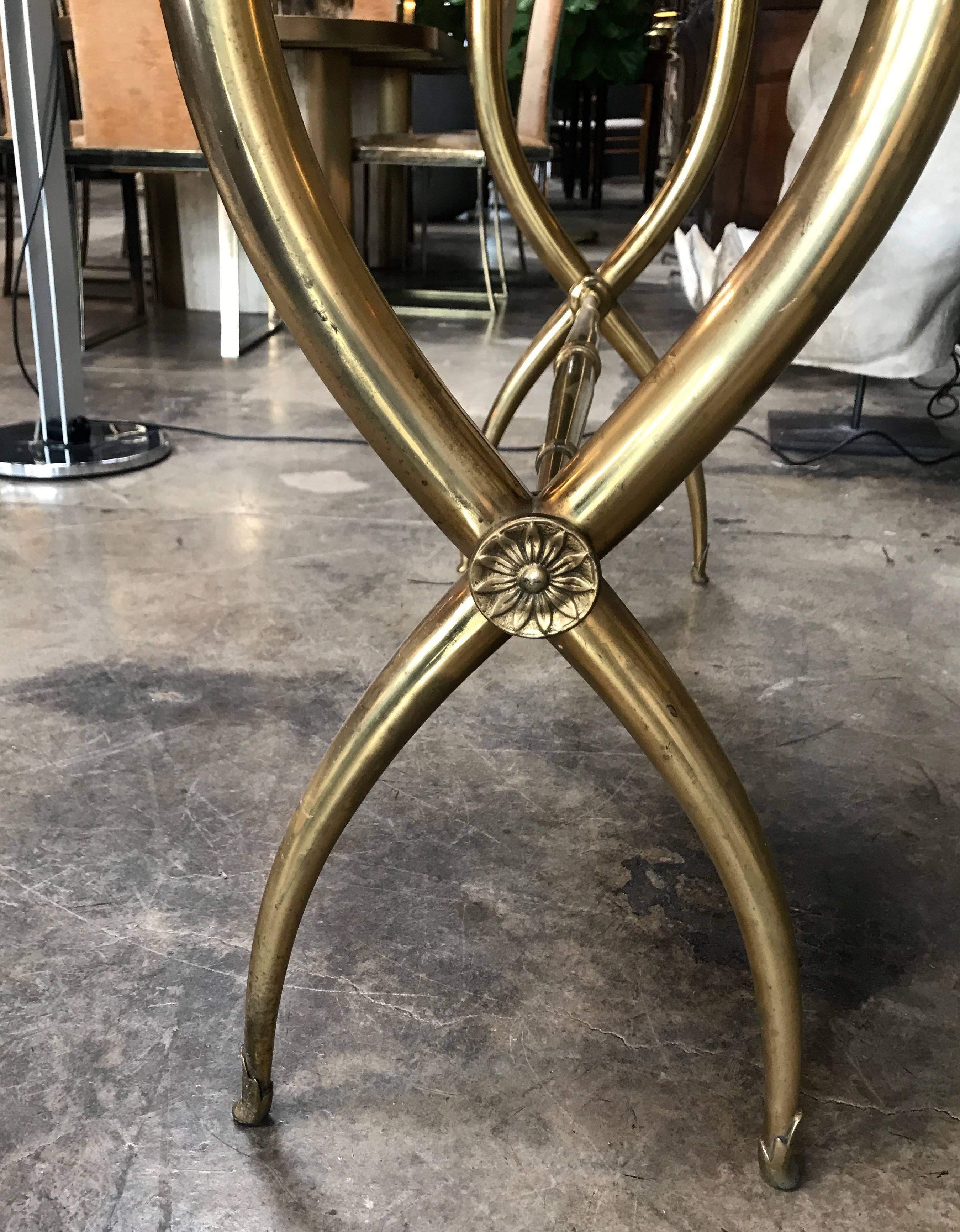 1950s Console Table Italian with Brass Legs In Excellent Condition In Los Angeles, CA
