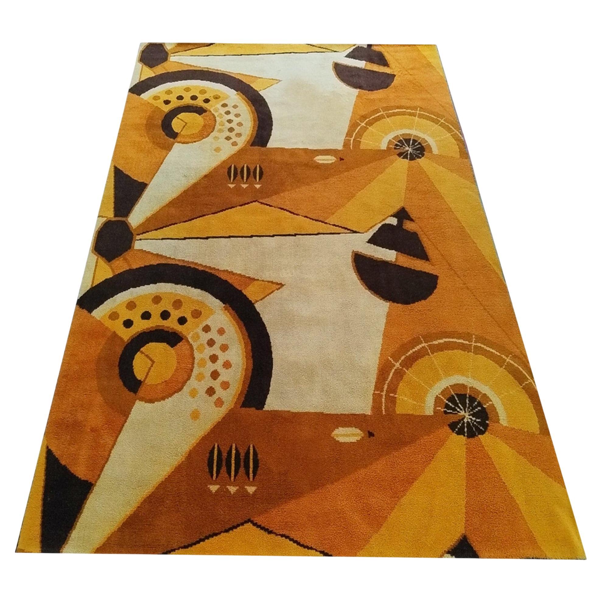 Mid-Century Modern Wool Rug/Tapestry, Constructivist Design, France