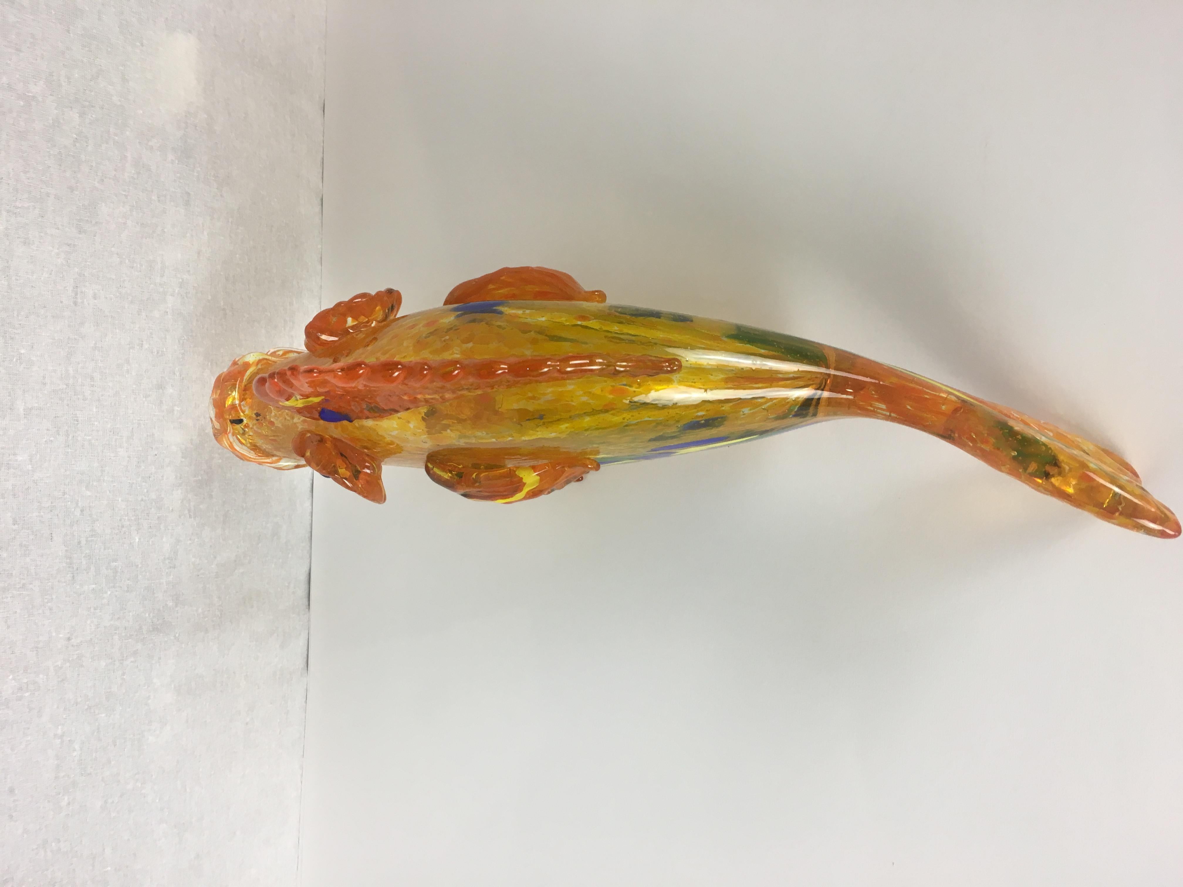 Mid-20th Century Murano Flecked Art Glass Fish, circa 1950s For Sale
