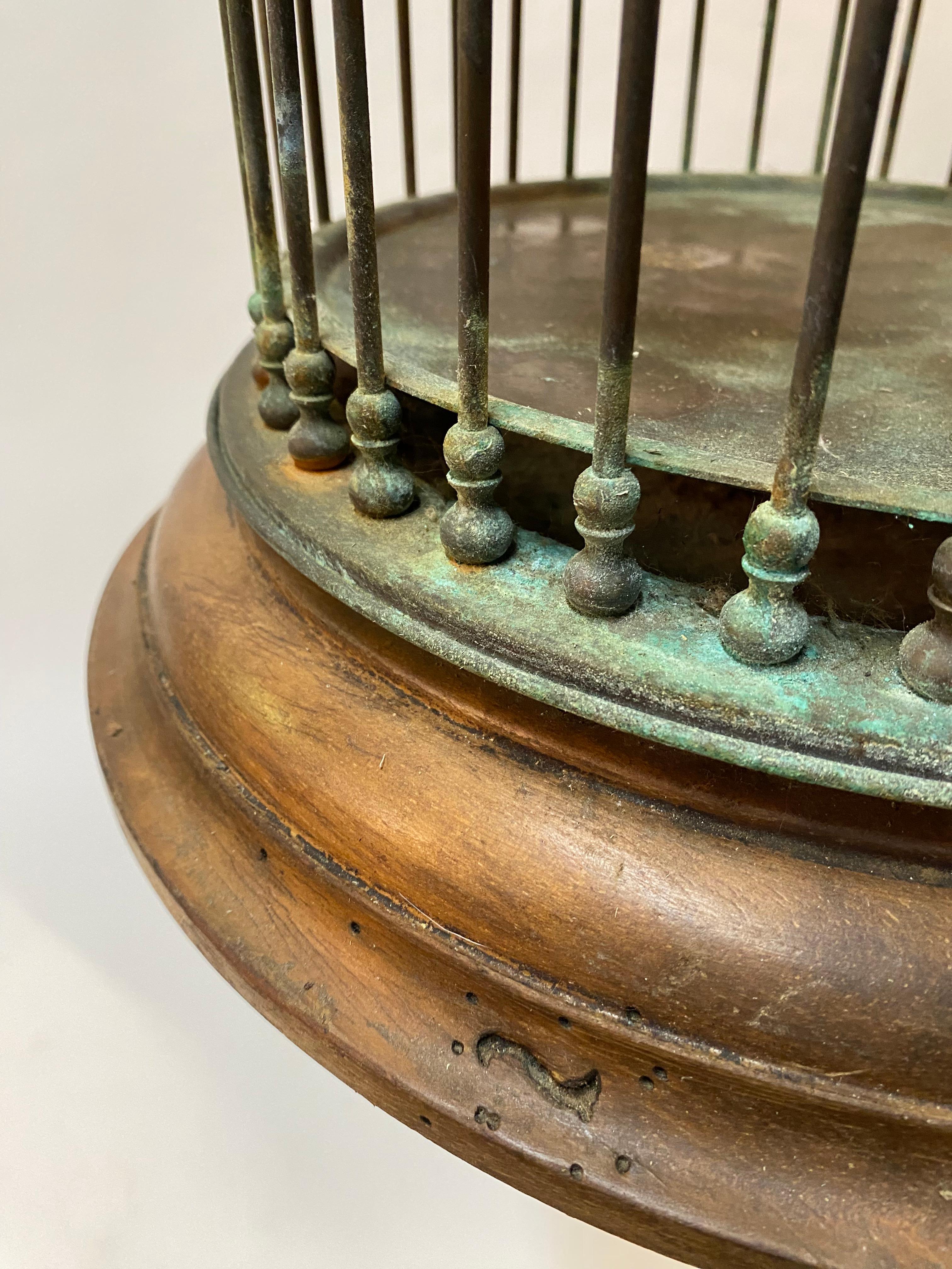 1950s Copper and Fruitwood Onion Dome Italian Birdcage 3