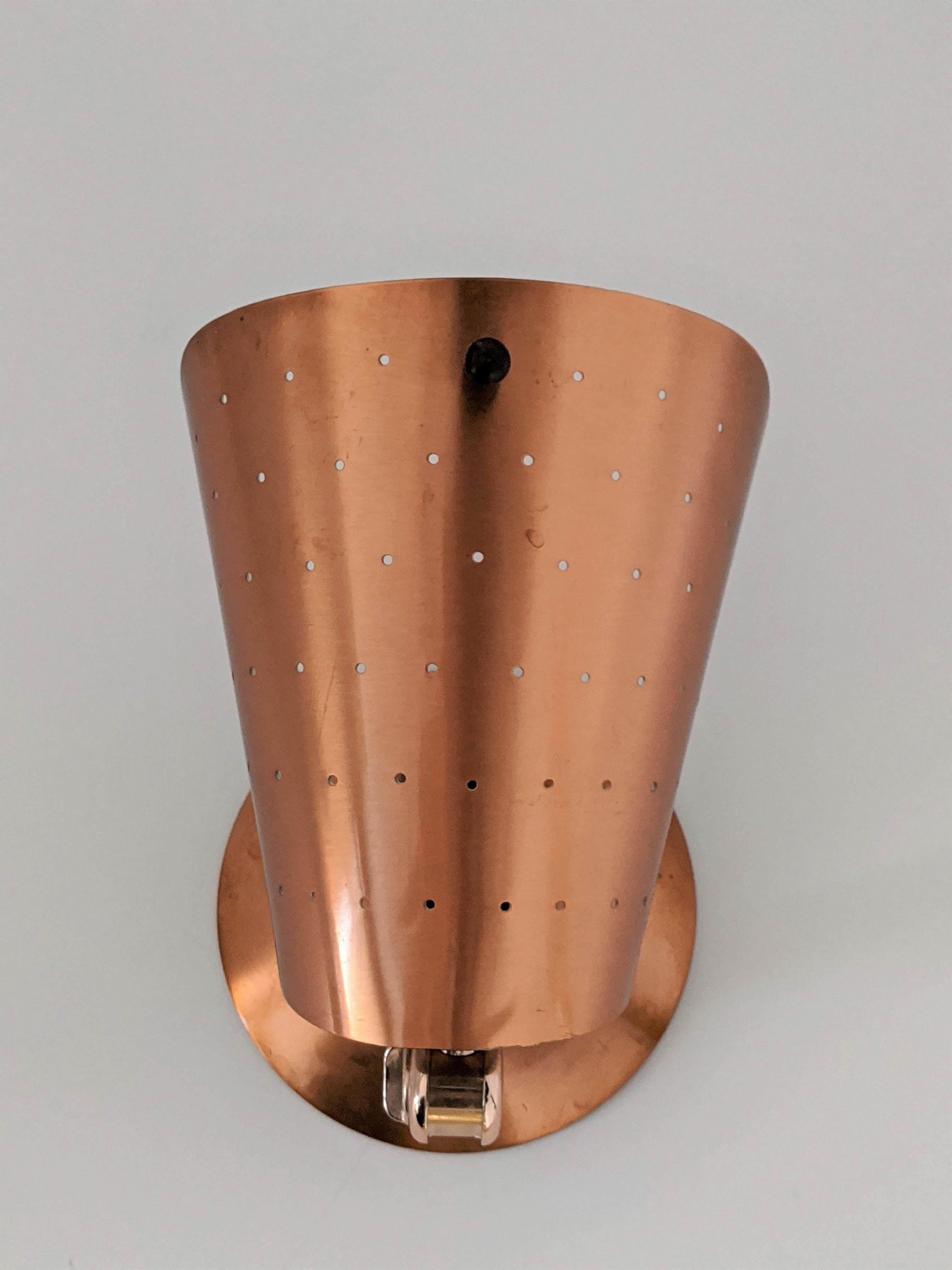 Aluminum 1950s Copper Anodized Pierced Aluminium Wall Sconces, USA For Sale