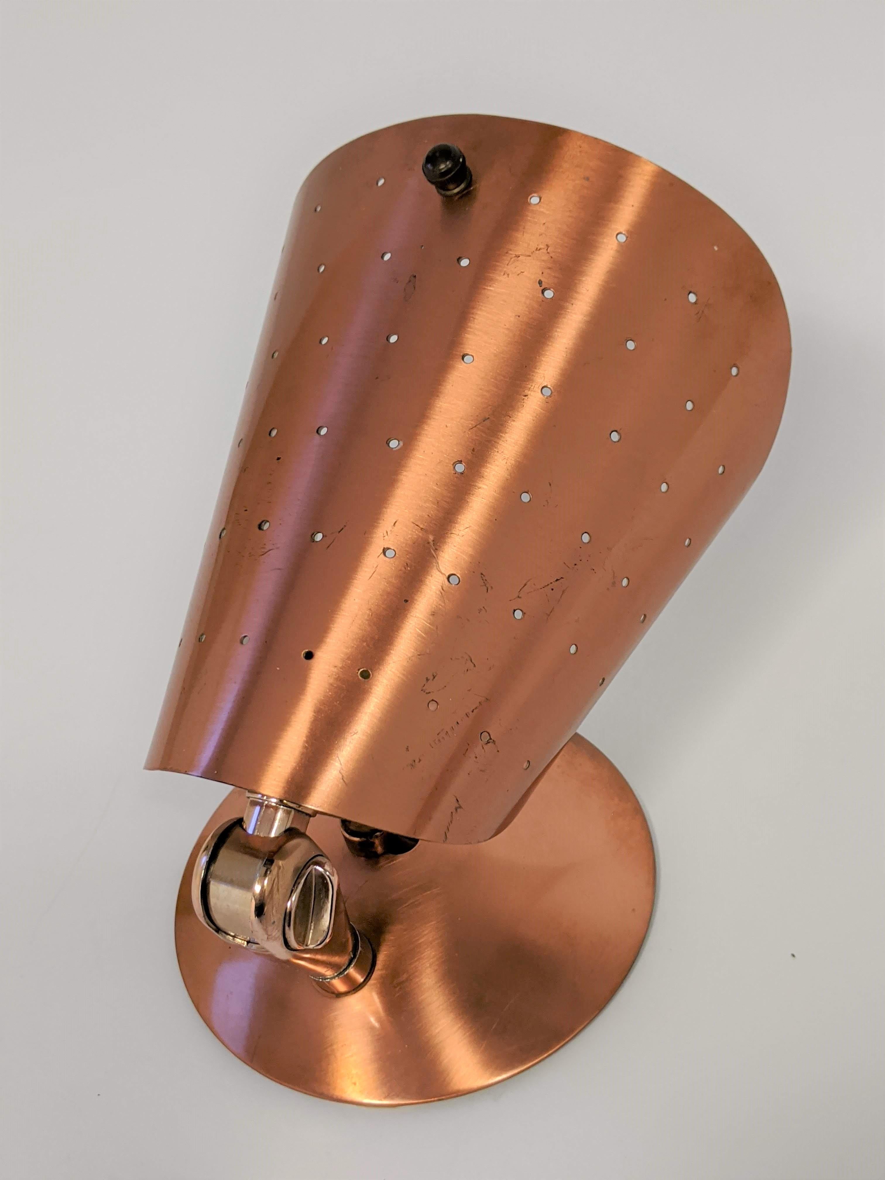 Mid-20th Century 1950s Copper Anodized Pierced Aluminium Wall Sconces, USA For Sale