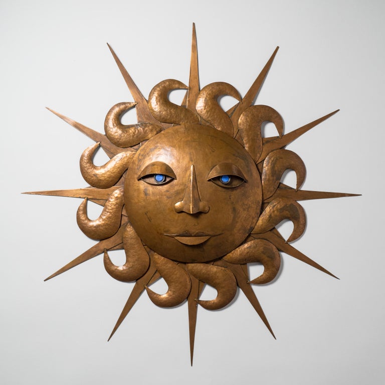 1950s Copper "Sun" Wall Sculpture For Sale at 1stdibs