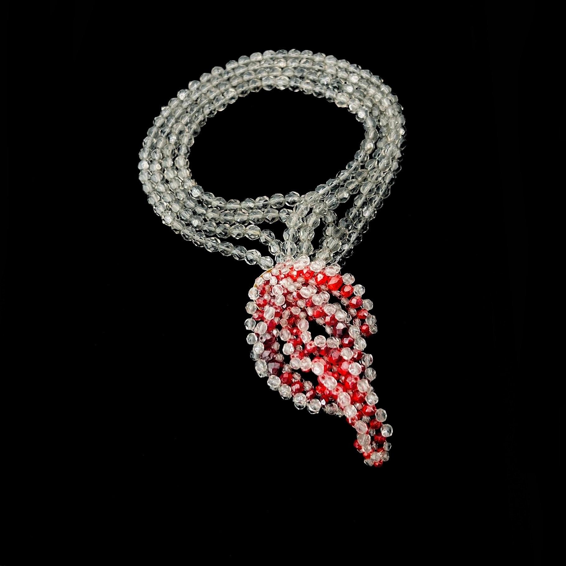 1950s Coppola e Toppo Sculpted Crystal Collar Necklace Smokey Red Surrealism In Good Condition For Sale In Hyattsville, MD