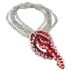 1950s Coppola e Toppo Sculpted Crystal Collar Necklace Smokey Red Surrealism