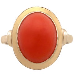 1950s Coral and Yellow Gold Cocktail Ring 1950s Coral and Yellow Gold Cocktail Ring