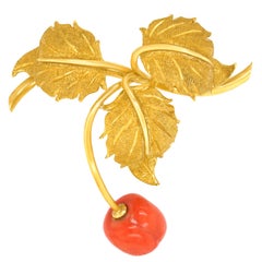 1950s Coral Cherry Pin