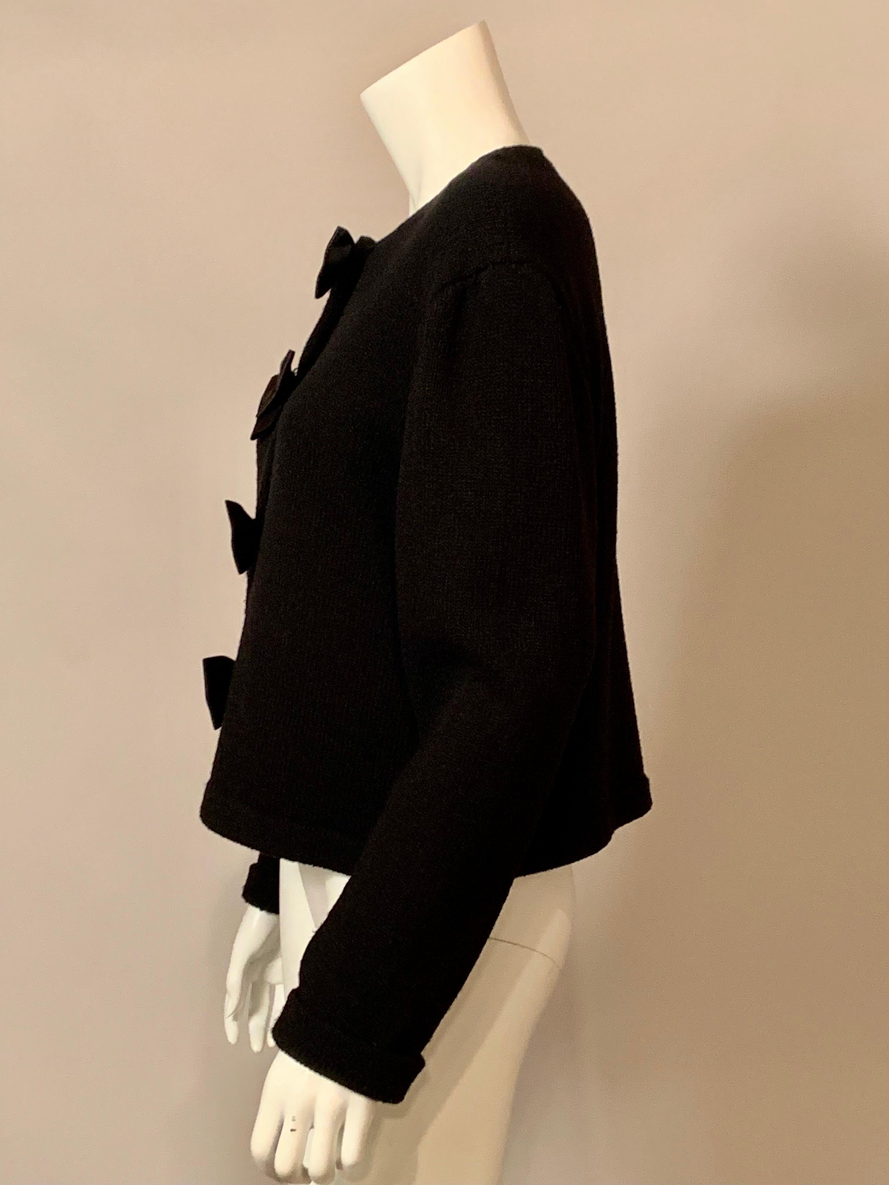 1950’s Corinne O’Hare Black Wool Sweater with Decorative Black Bows In Excellent Condition In New Hope, PA