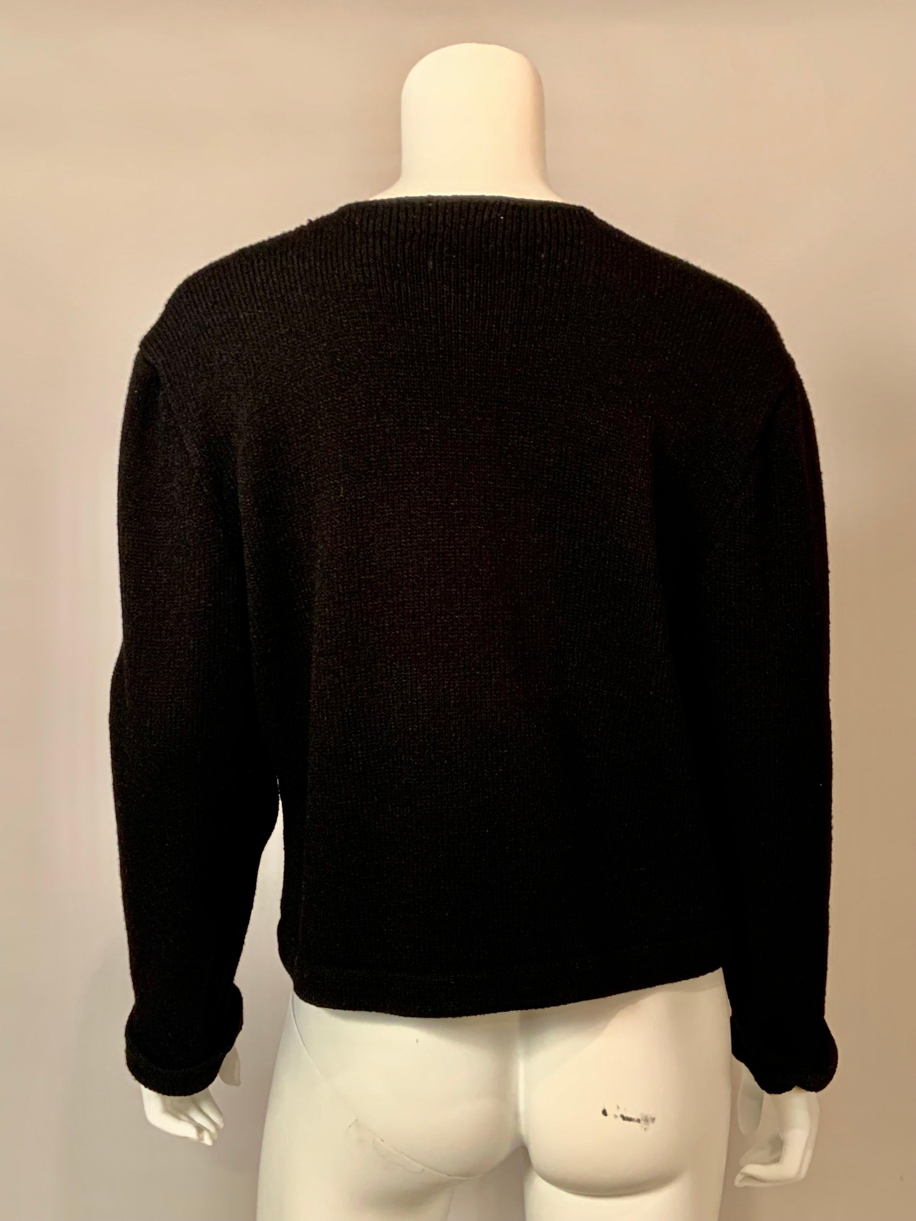 Women's 1950’s Corinne O’Hare Black Wool Sweater with Decorative Black Bows
