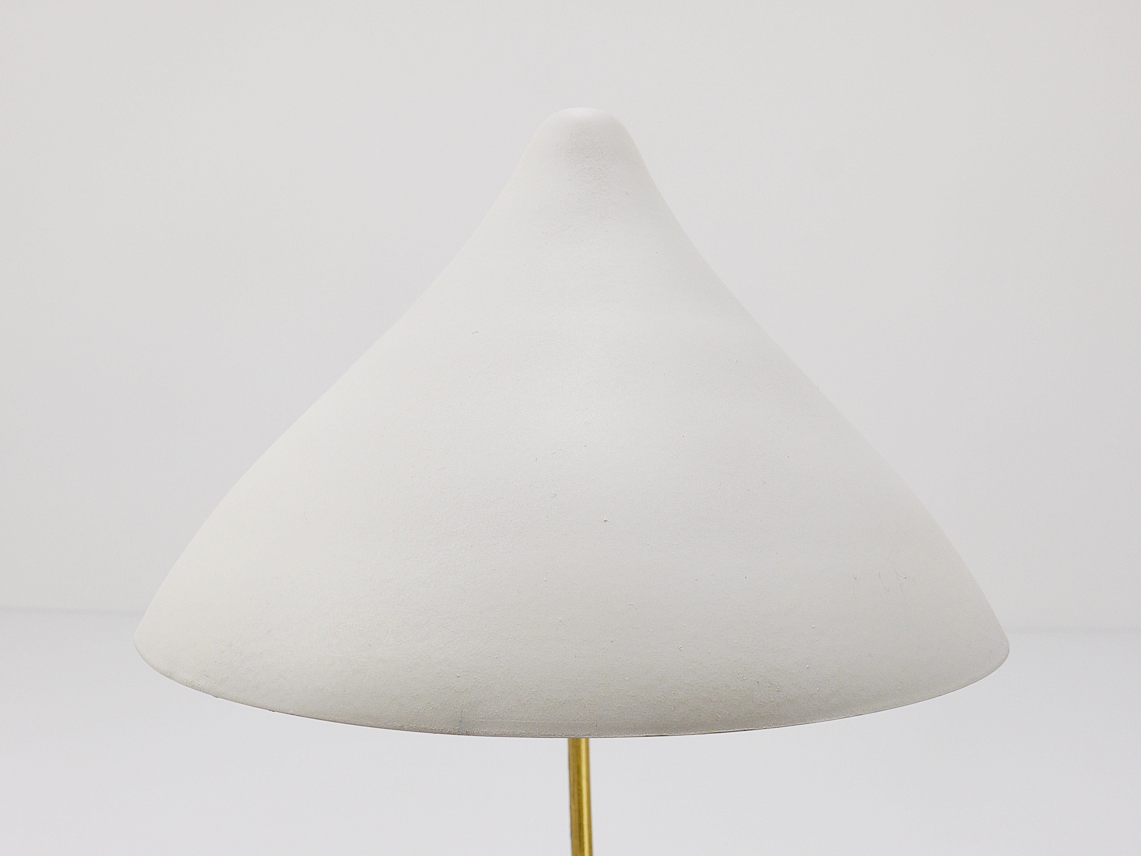 1950s Louis Kalff Style White Mid-Century Brass Desk or Table Lamp For Sale 10