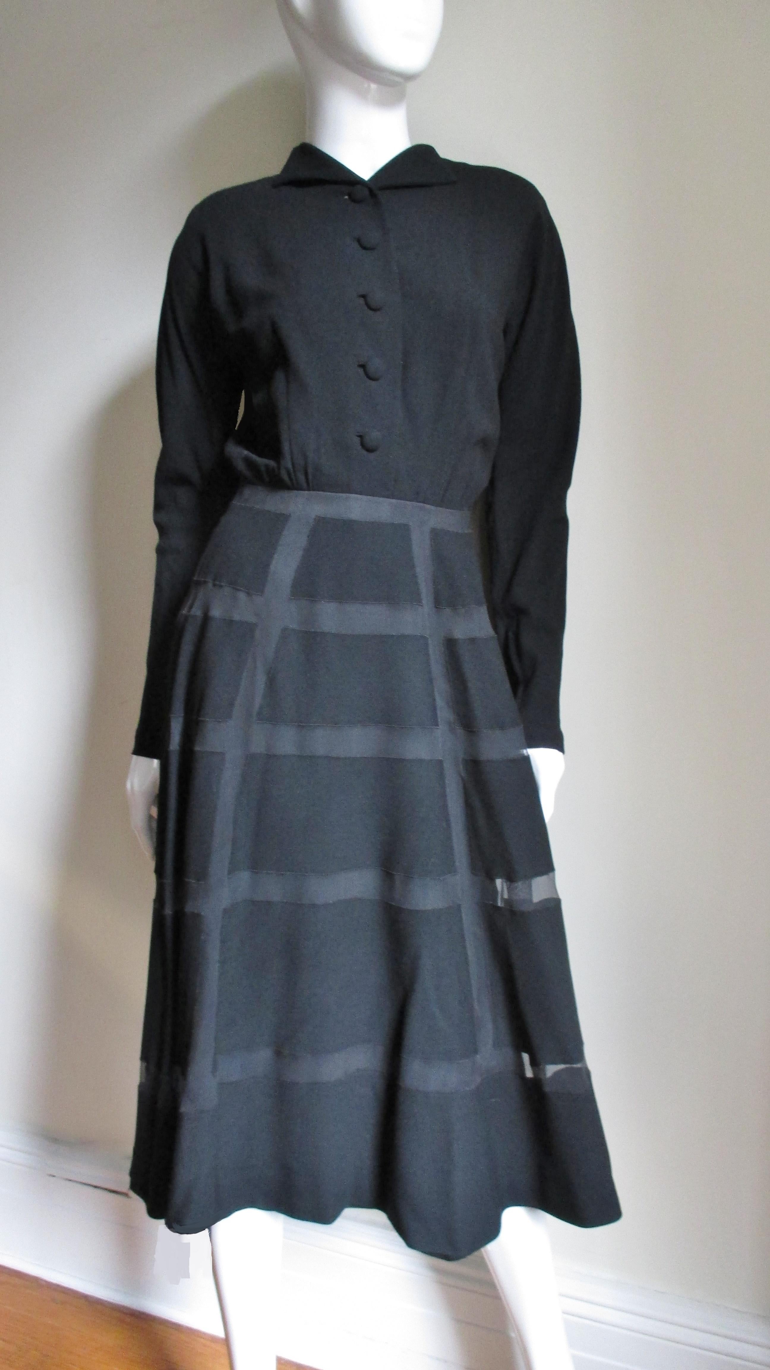 Lanvin Designer Antonio Castillo 1950s Geometric Skirt Dress For Sale 1