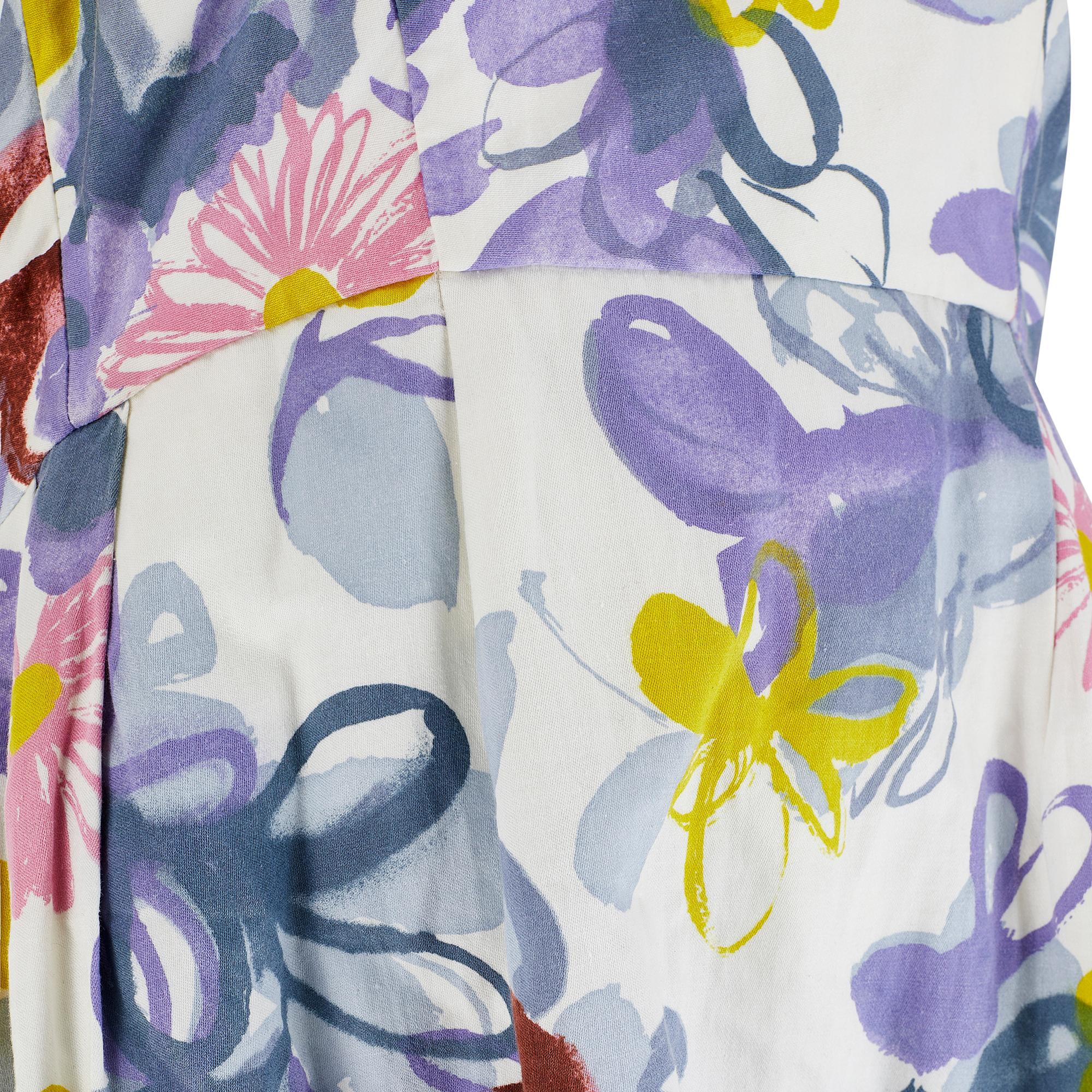 1950s Cotton Abstract Floral Print Sundress In Excellent Condition For Sale In London, GB