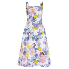 1950s Cotton Abstract Floral Print Sundress