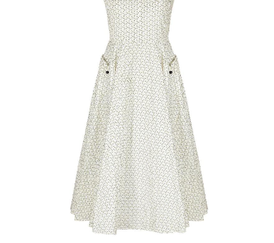 Abstraktes Kleid aus Baumwolle 1950er Jahre mit abstraktem Druck Damen im Angebot