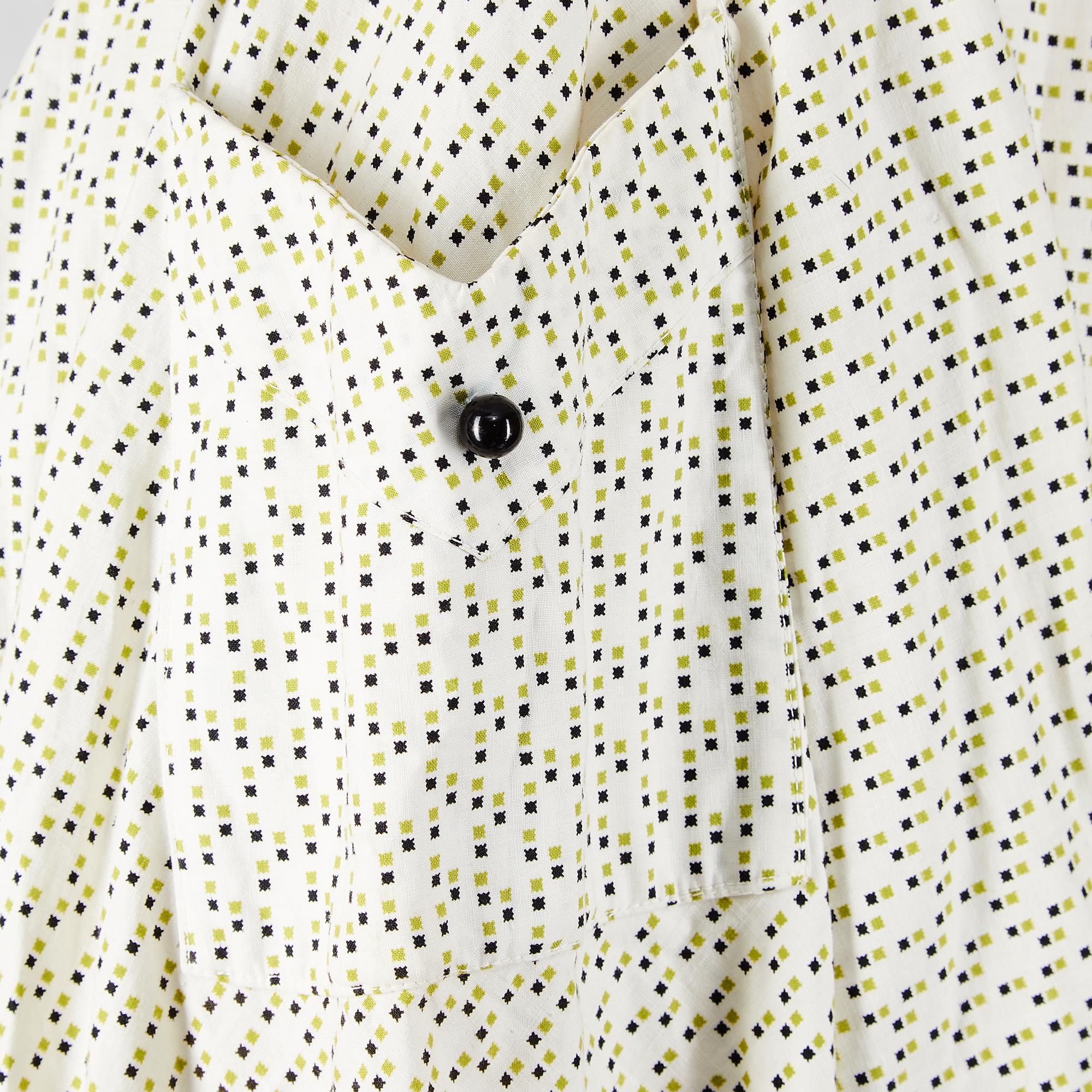 Abstraktes Kleid aus Baumwolle 1950er Jahre mit abstraktem Druck im Angebot 1