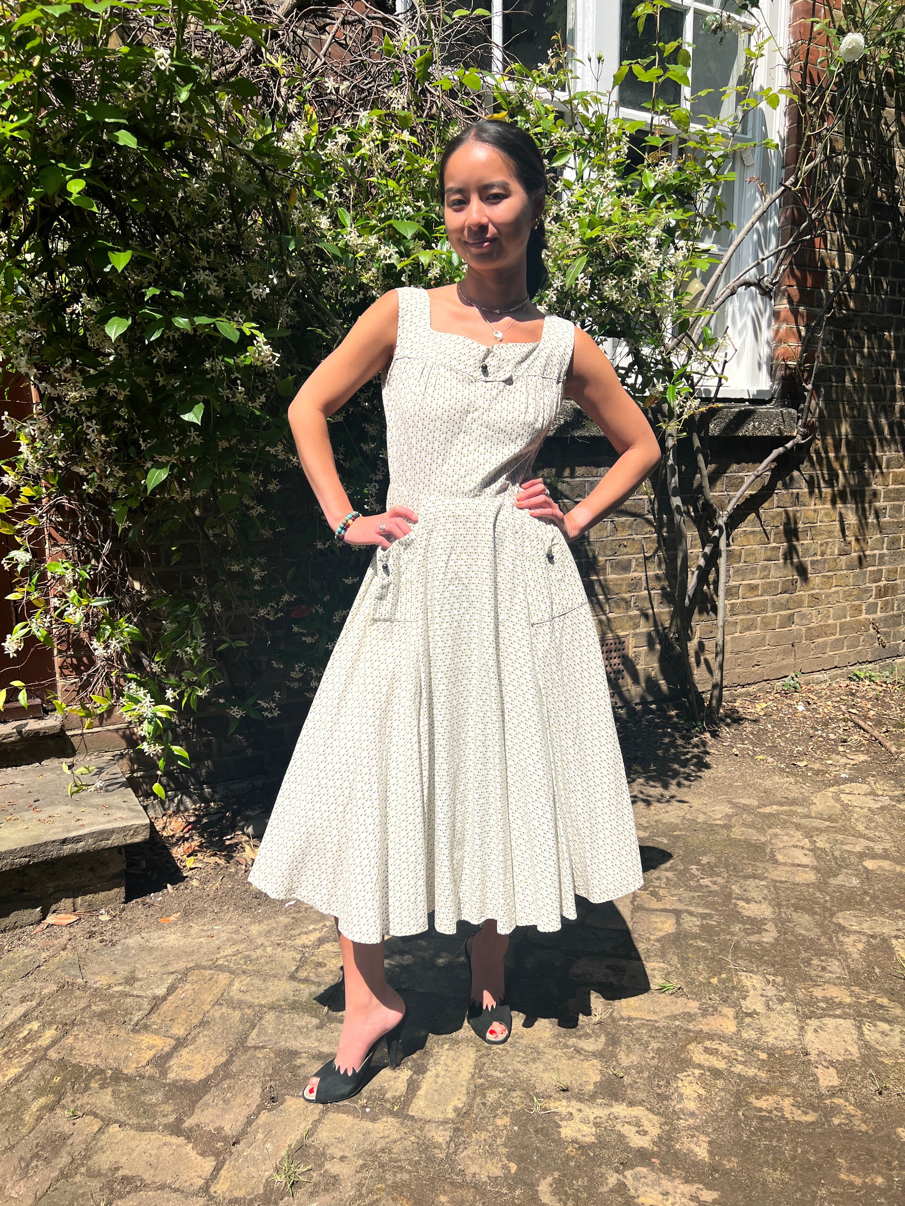 1950s Cotton Abstract Print Dress For Sale 2