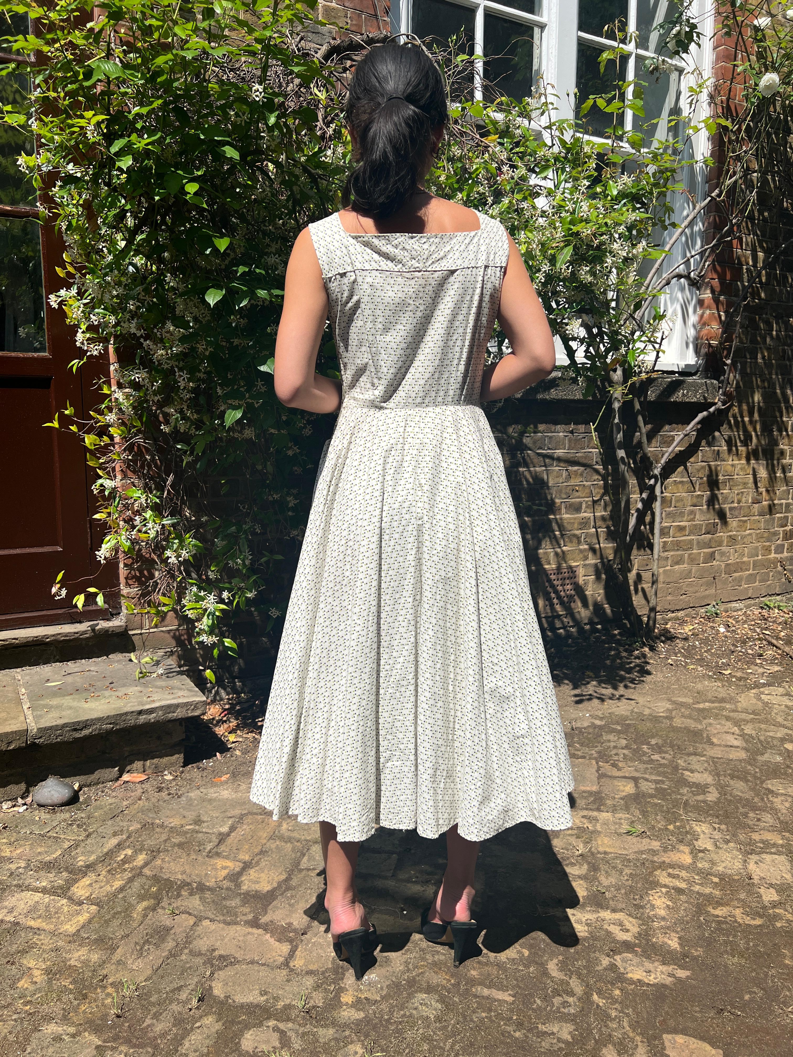 1950s Cotton Abstract Print Dress For Sale 3