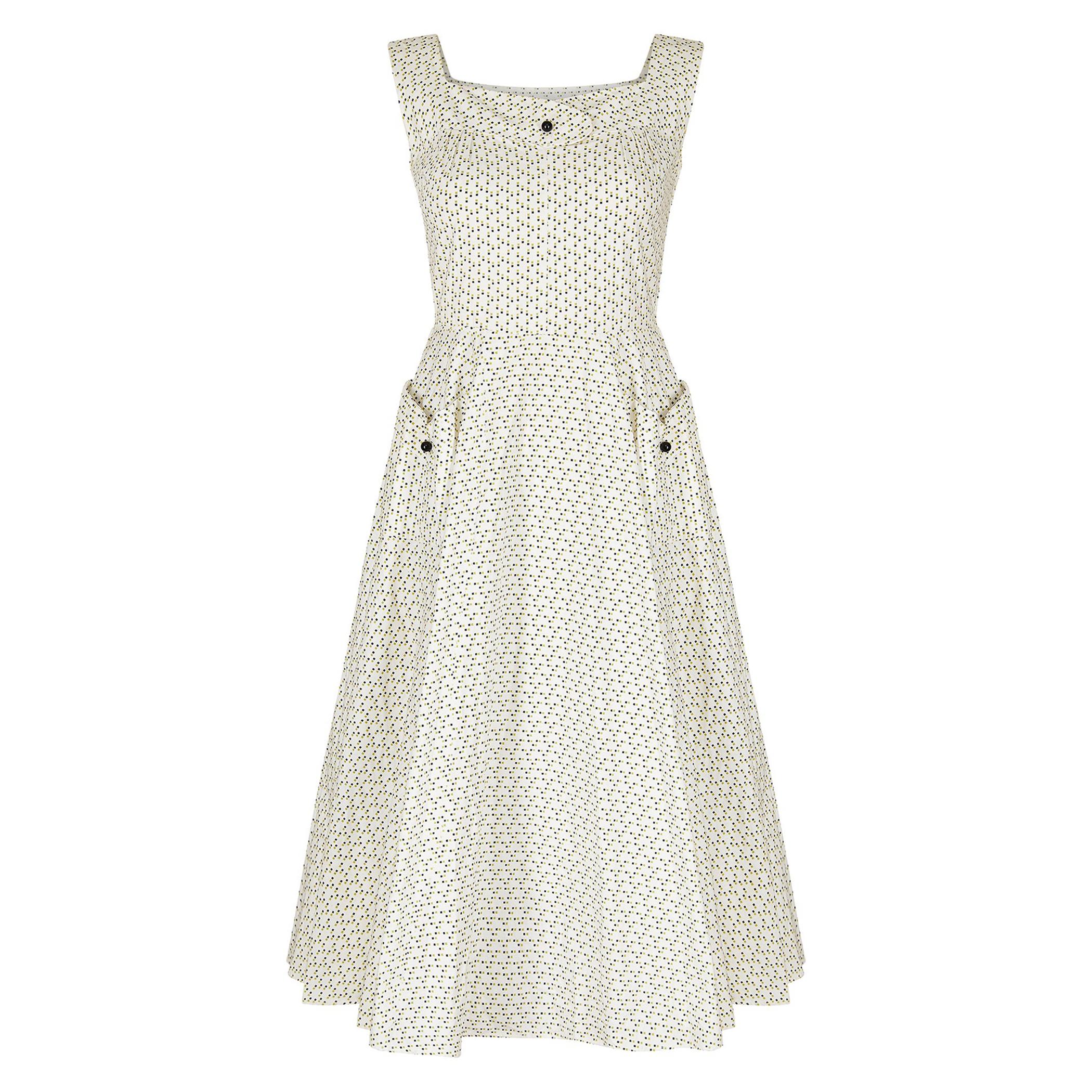 Abstraktes Kleid aus Baumwolle 1950er Jahre mit abstraktem Druck im Angebot