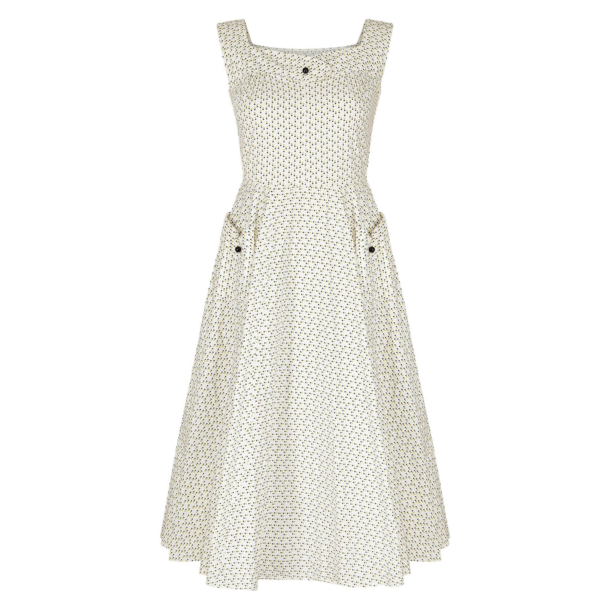 1950s Cotton Abstract Print Dress