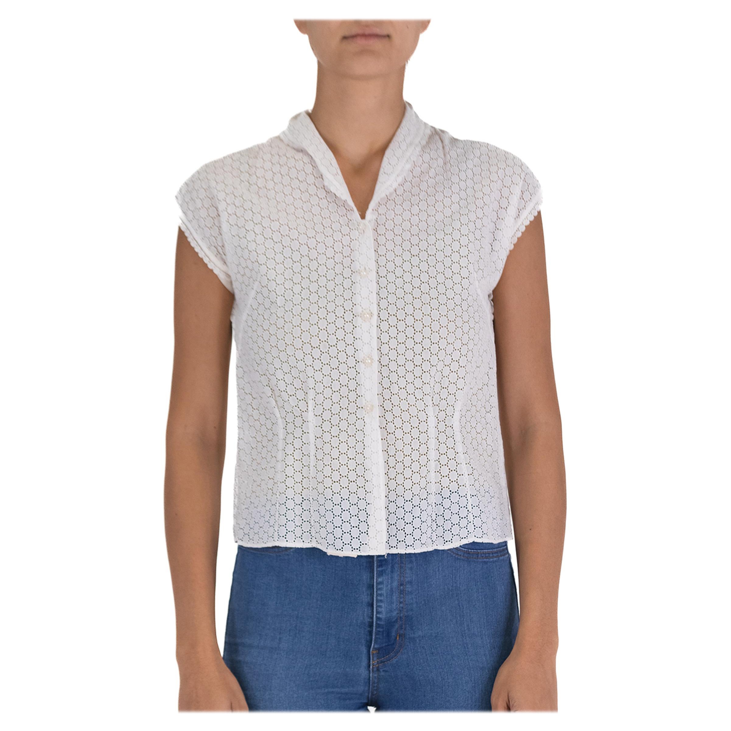1950
S Cotton Eyelet Lace Little Top With Pearl Buttons