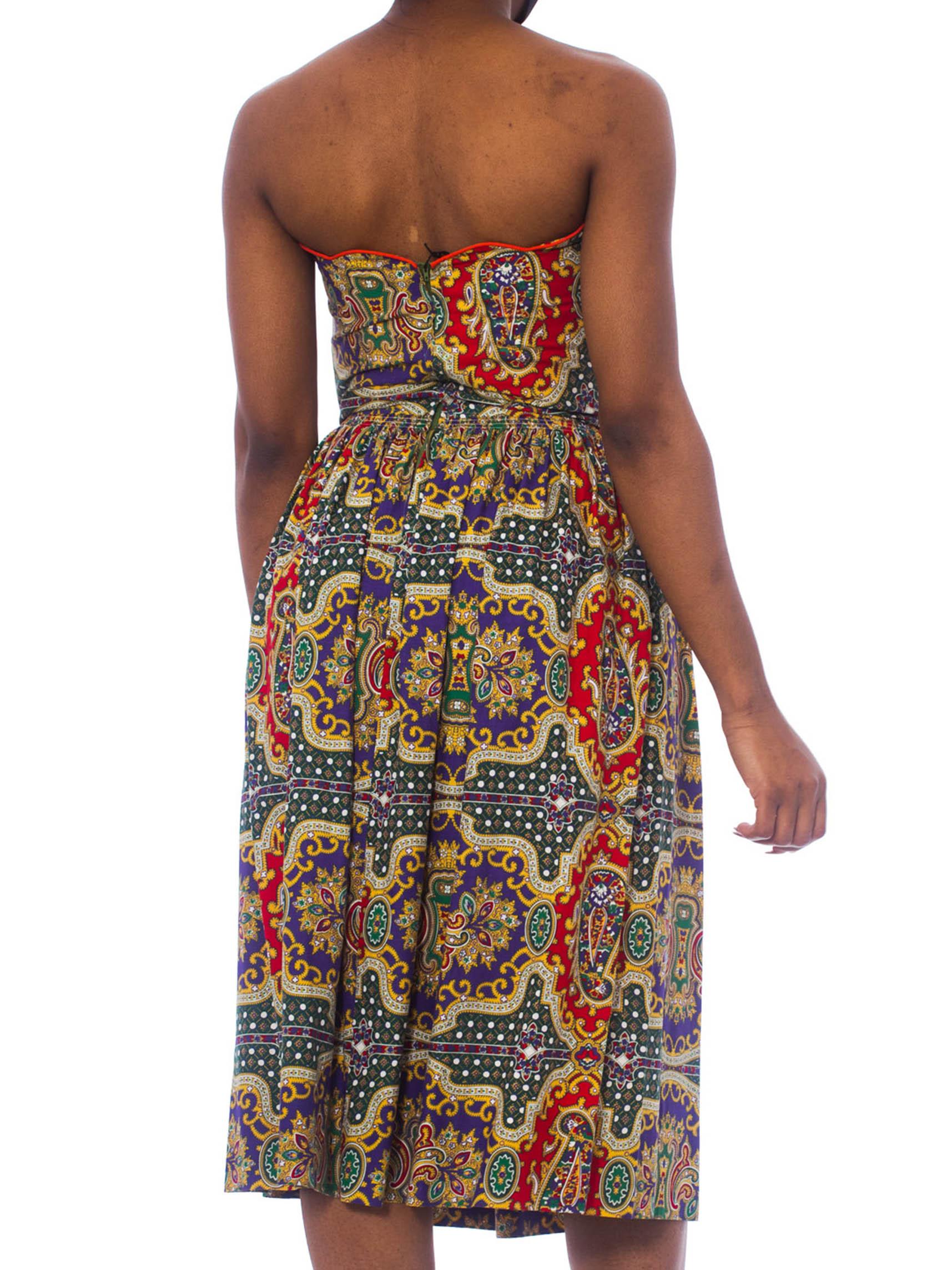 1950S Cotton Indian Paisley Strapless Dress In Excellent Condition In New York, NY